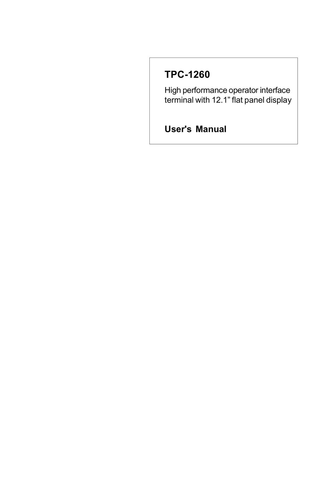 Advantech TPC-1260 Computer Monitor User Manual