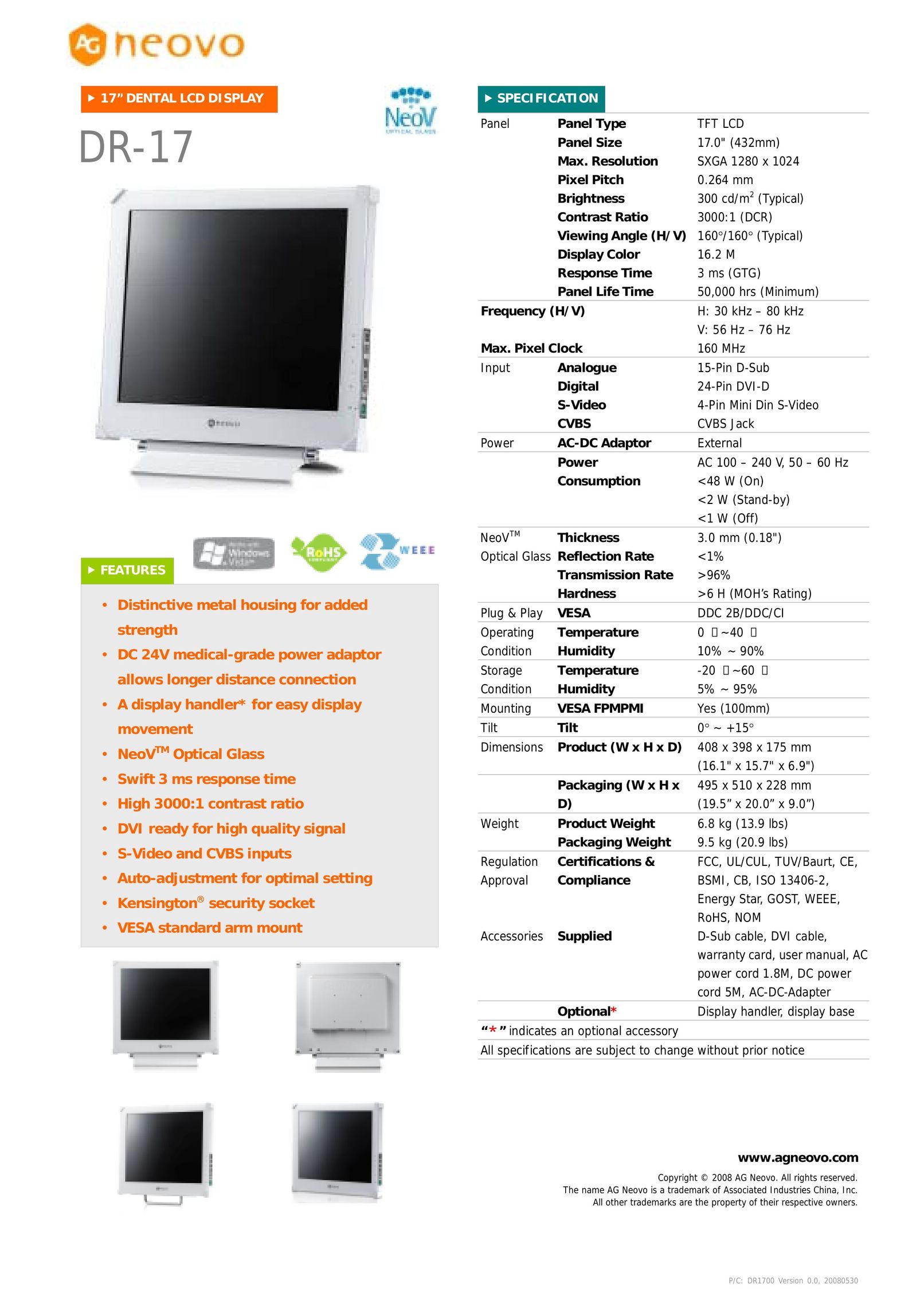 AG Neovo DR-17 Computer Monitor User Manual