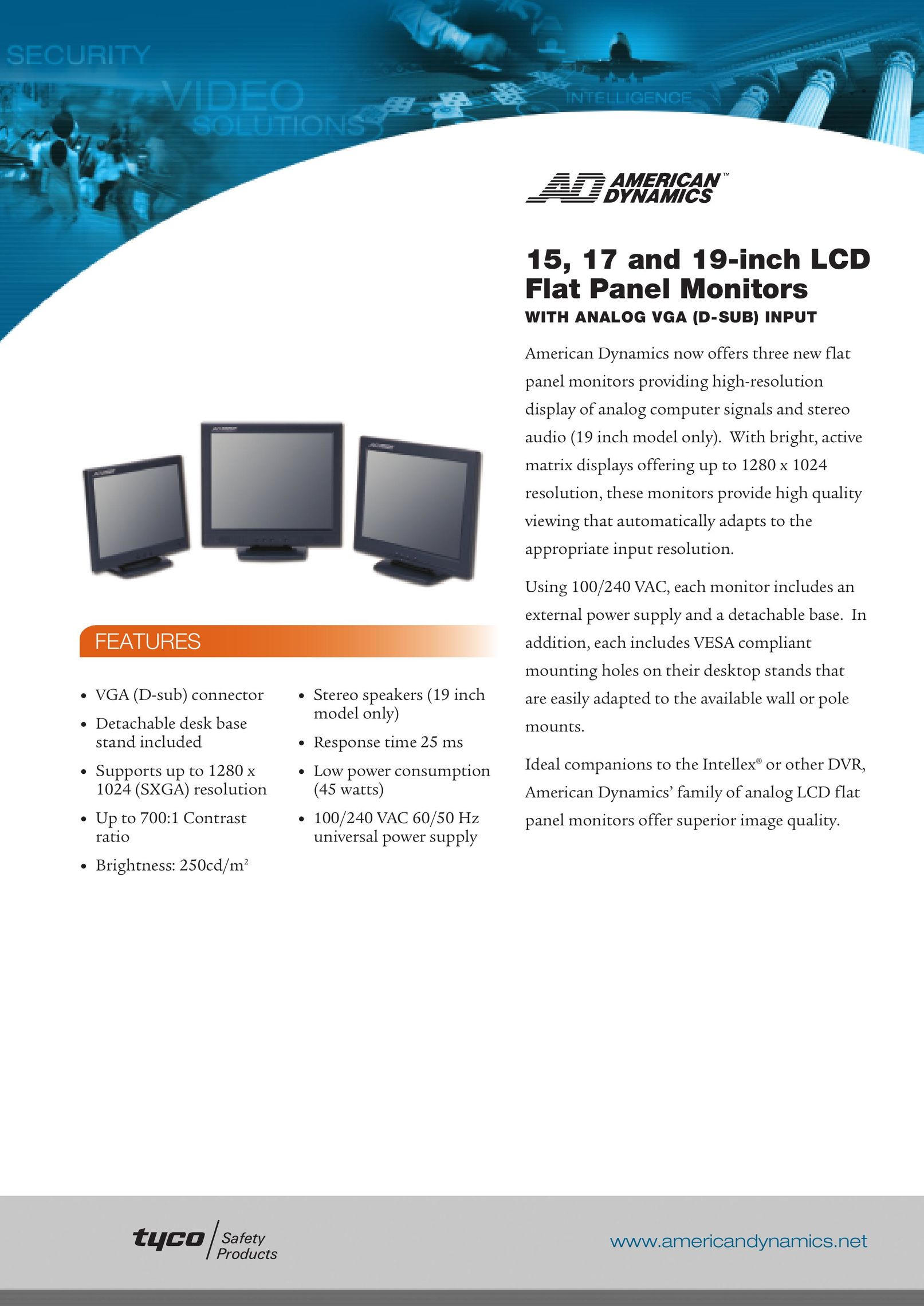 American Dynamics 17 and 19-inch Computer Monitor User Manual