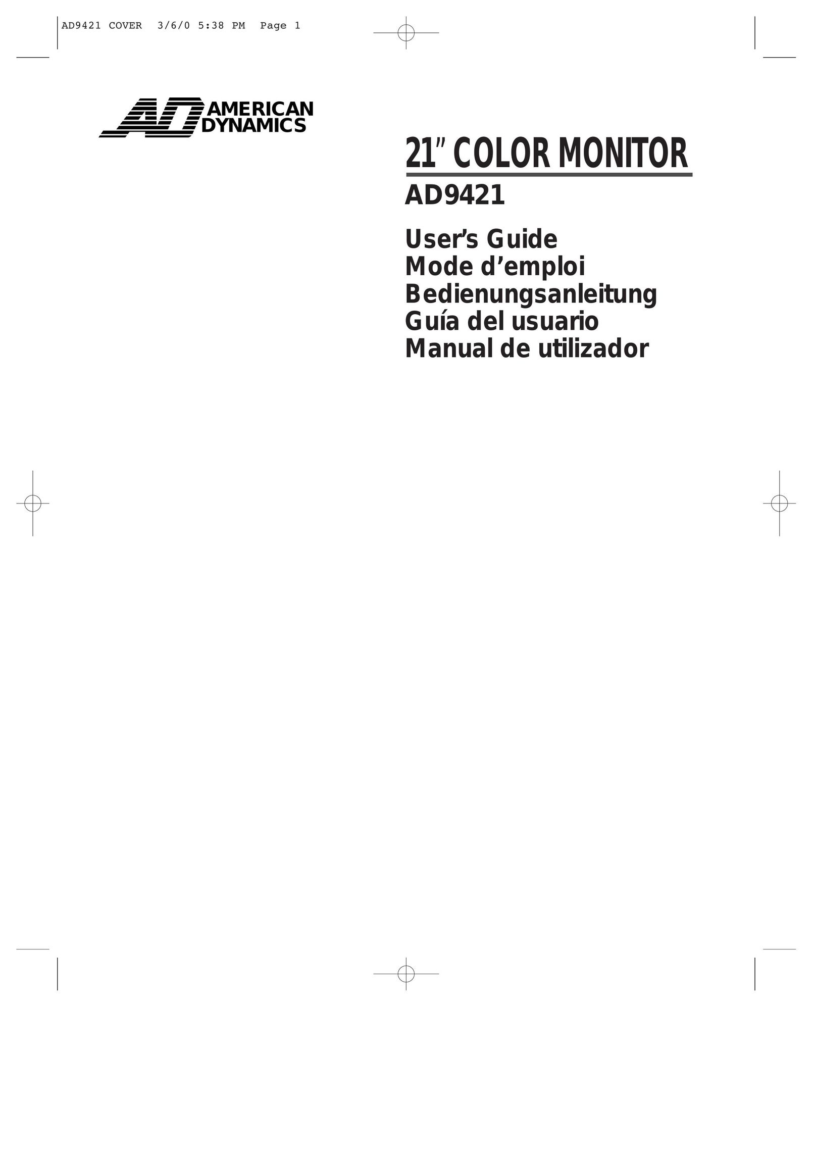 American Dynamics AD9421 Computer Monitor User Manual