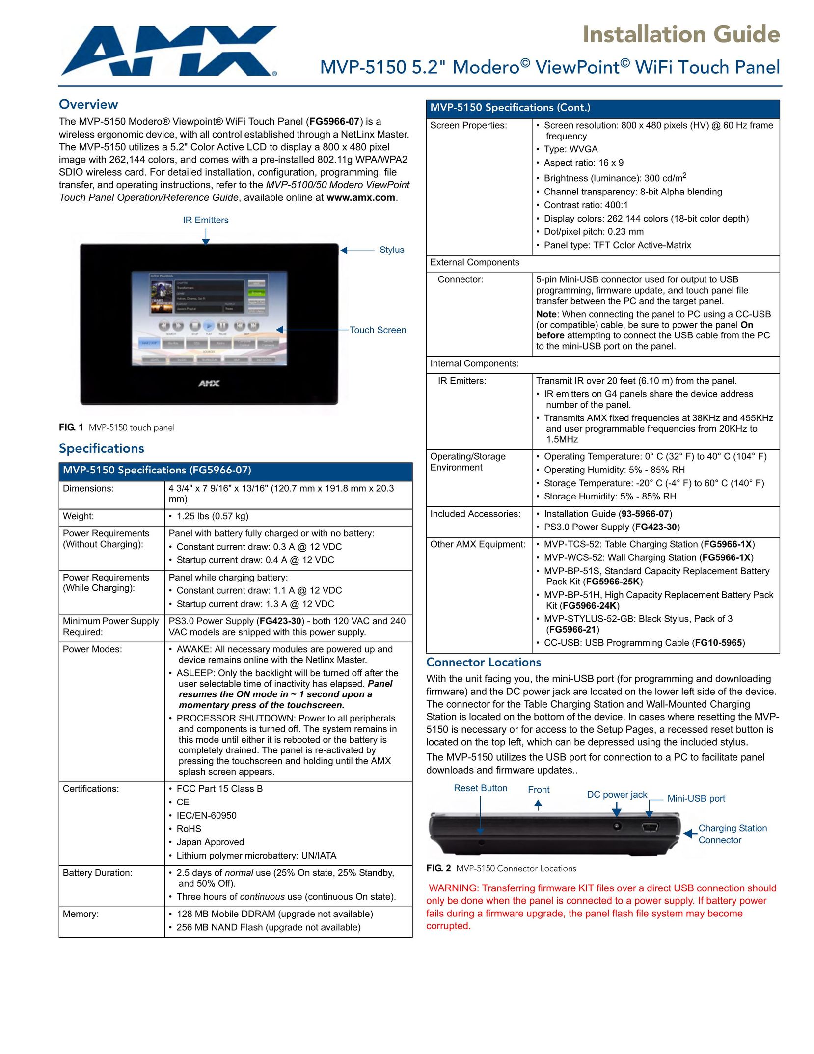 AMX MVP-5150 Computer Monitor User Manual