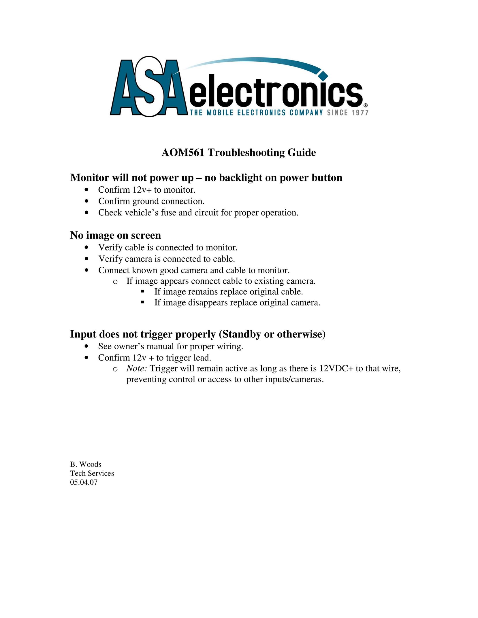 ASA Electronics AOM561 Computer Monitor User Manual