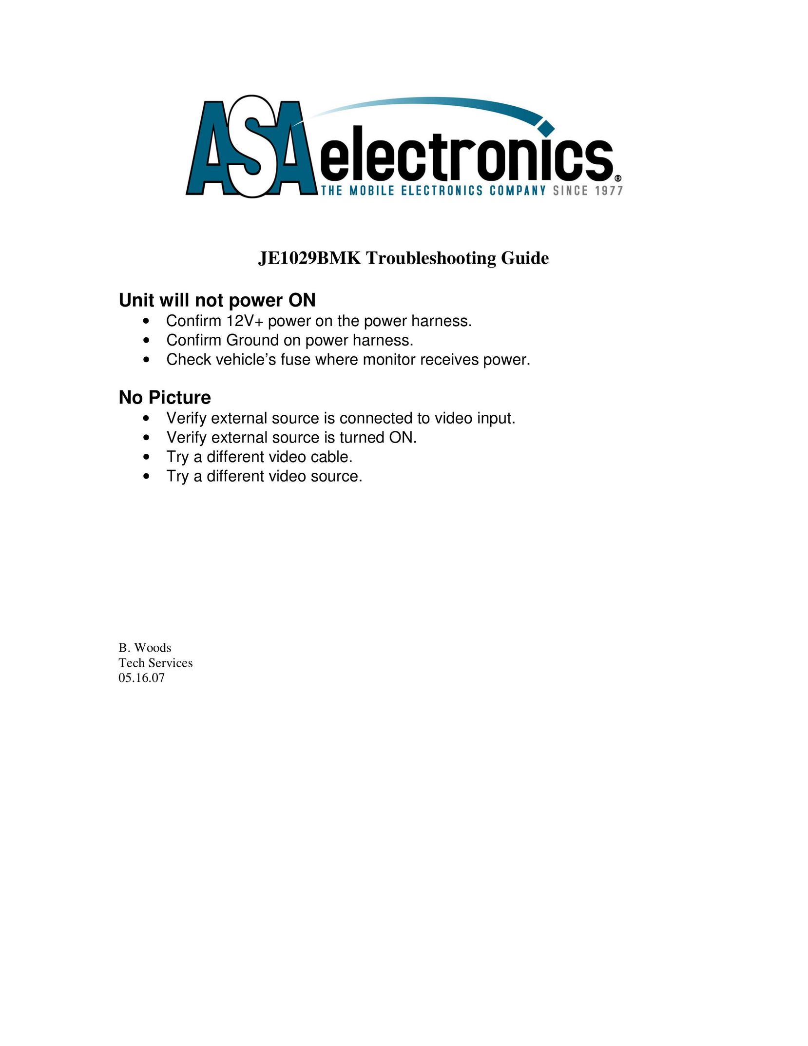ASA Electronics JE1029BMK Computer Monitor User Manual