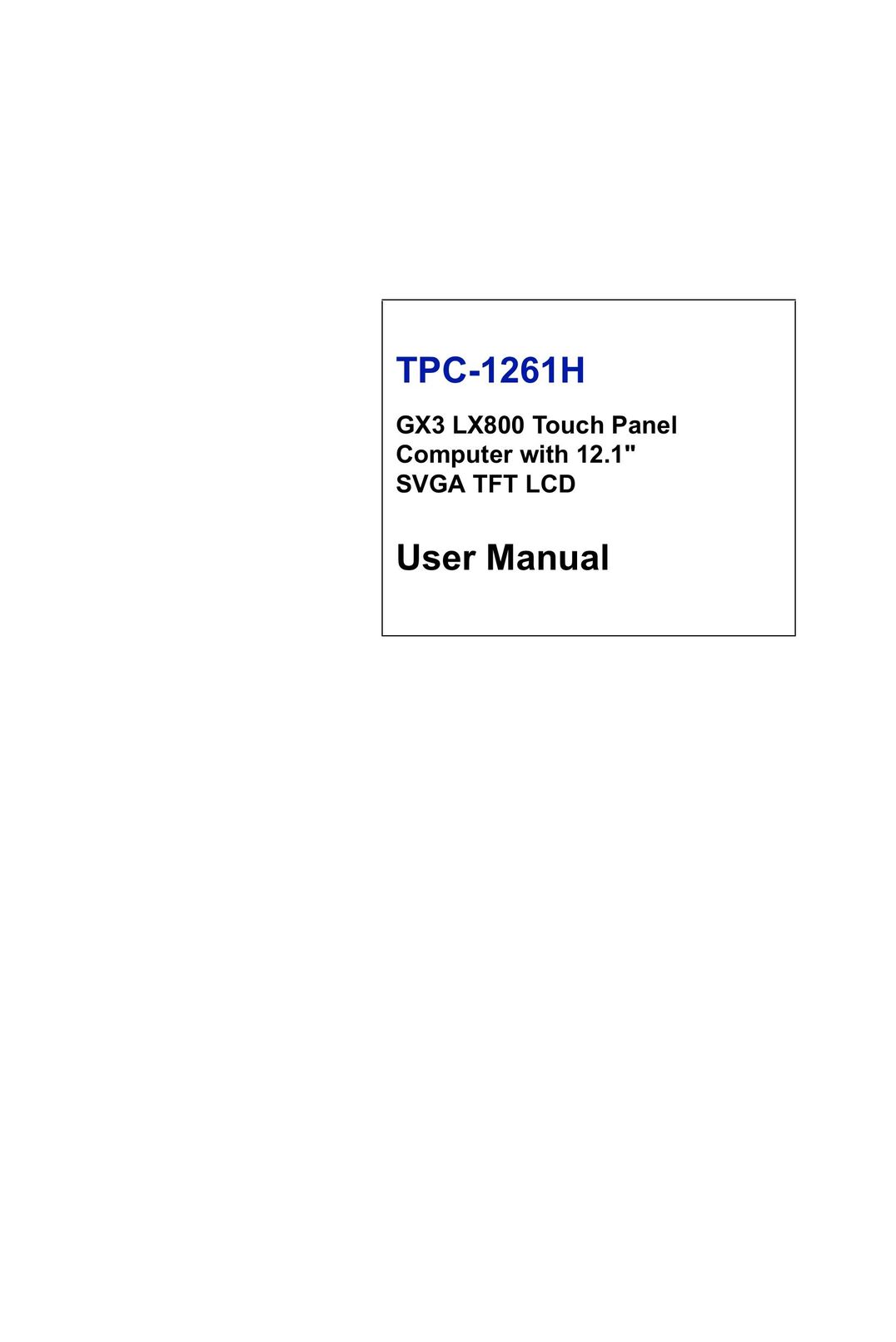 B&B Electronics TPC-1261H Computer Monitor User Manual