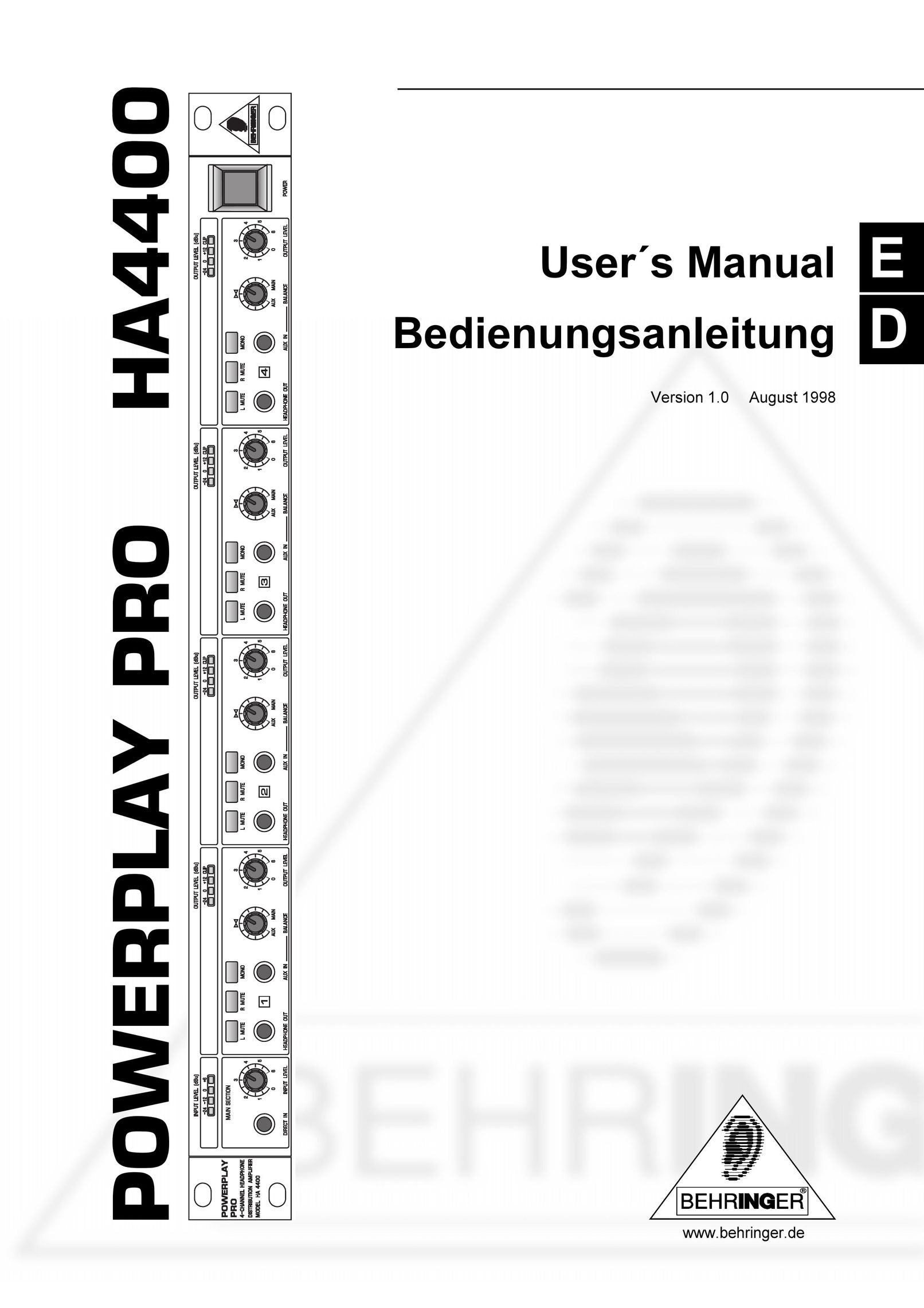 Behringer A4400 Computer Monitor User Manual