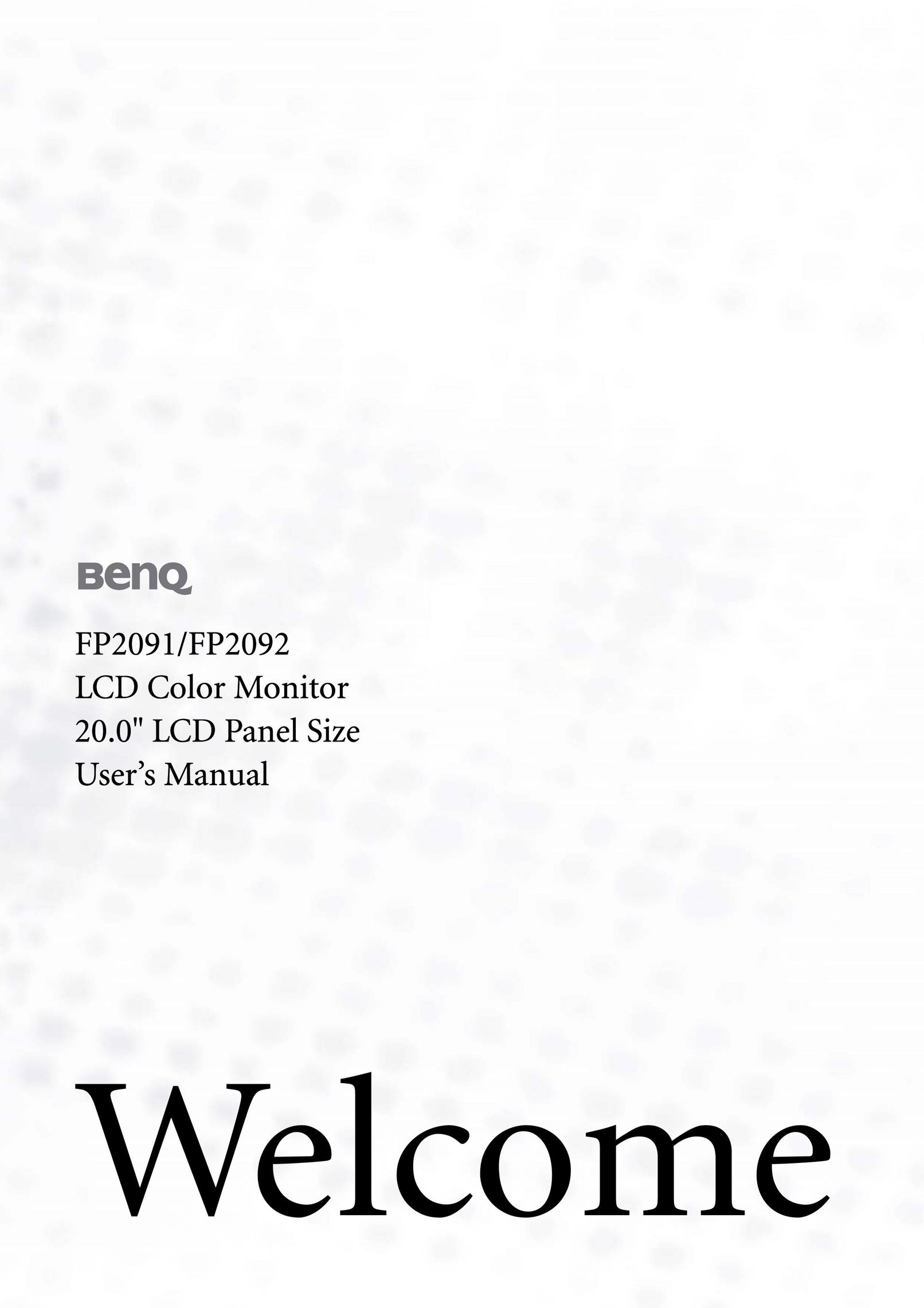 BenQ FP2091 Computer Monitor User Manual