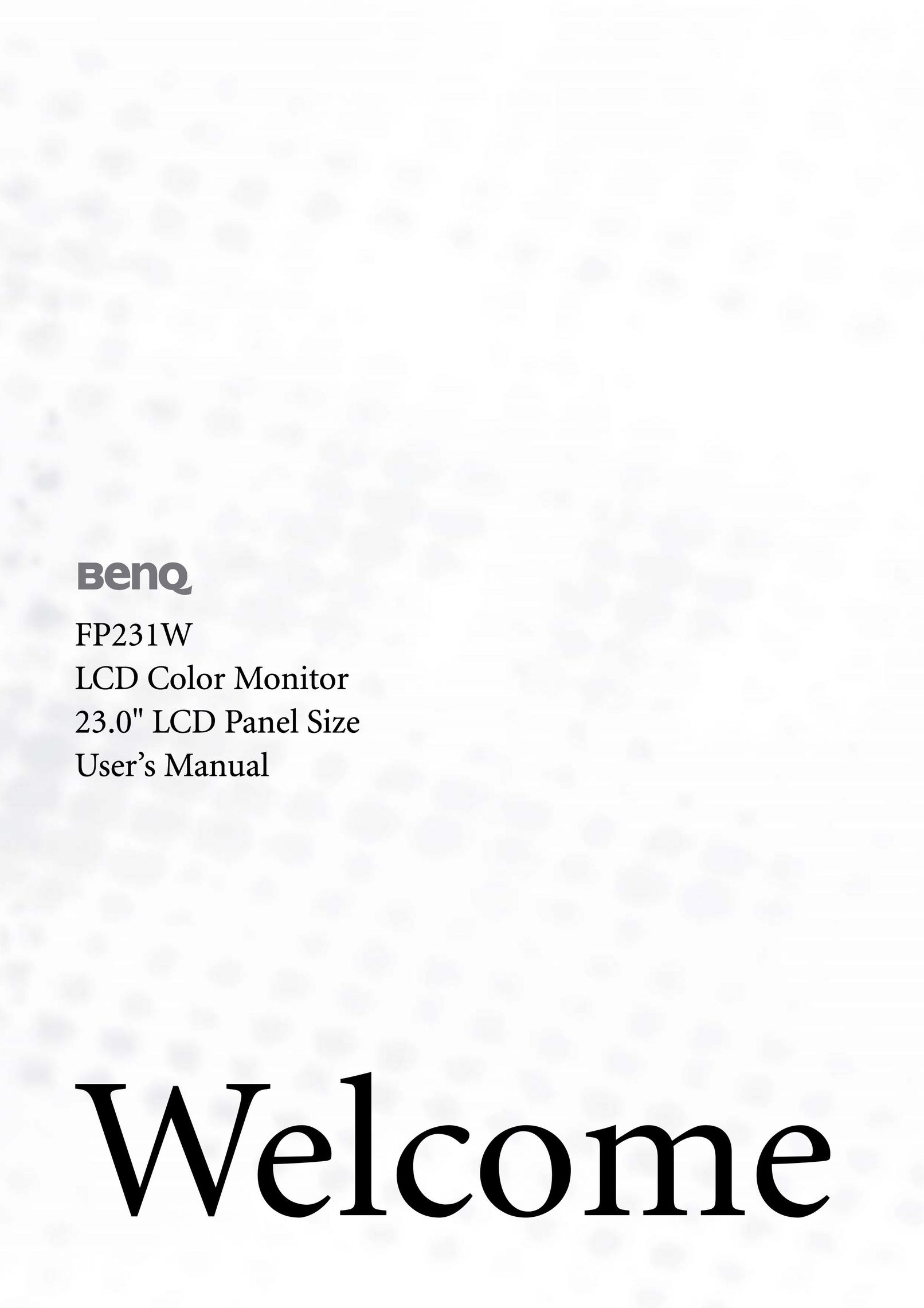 BenQ FP231W Computer Monitor User Manual