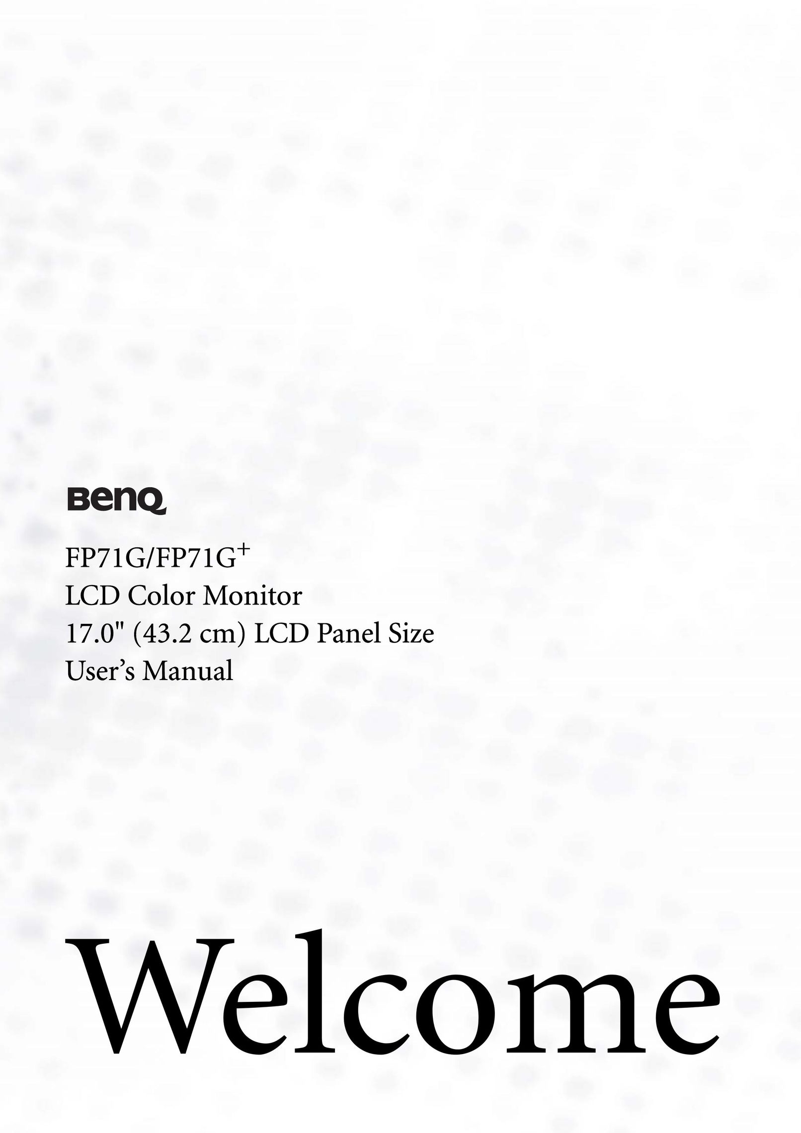 BenQ FP71G Computer Monitor User Manual