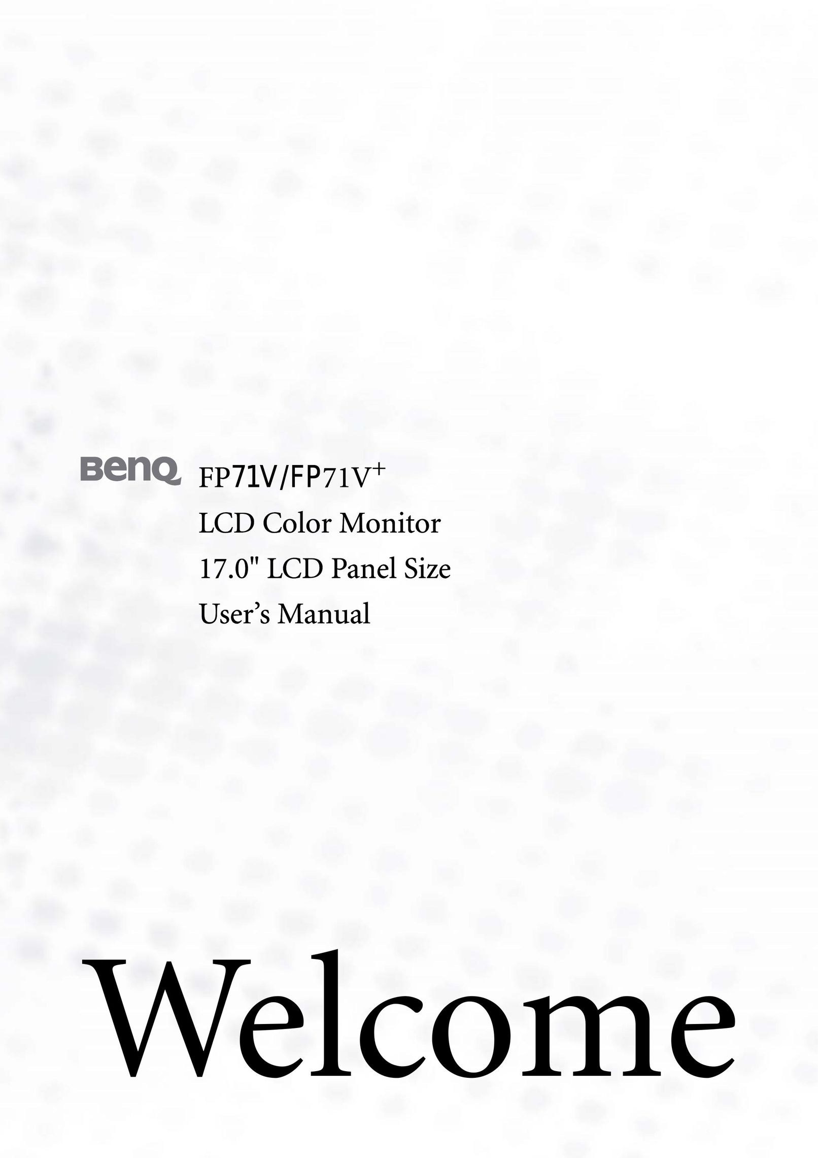 BenQ FP71V+ Computer Monitor User Manual