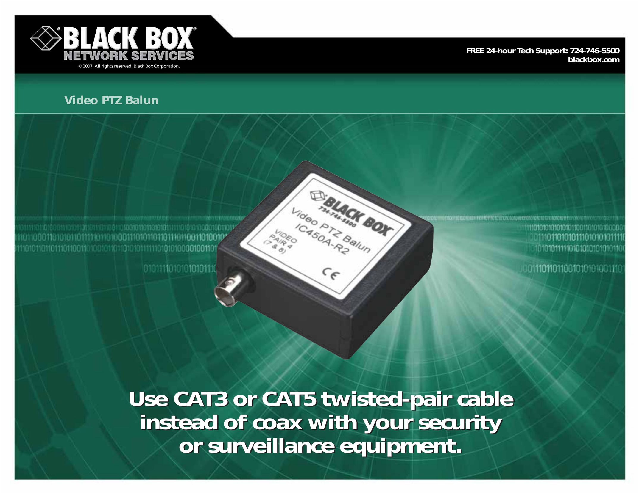 Black Box CAT3 Computer Monitor User Manual