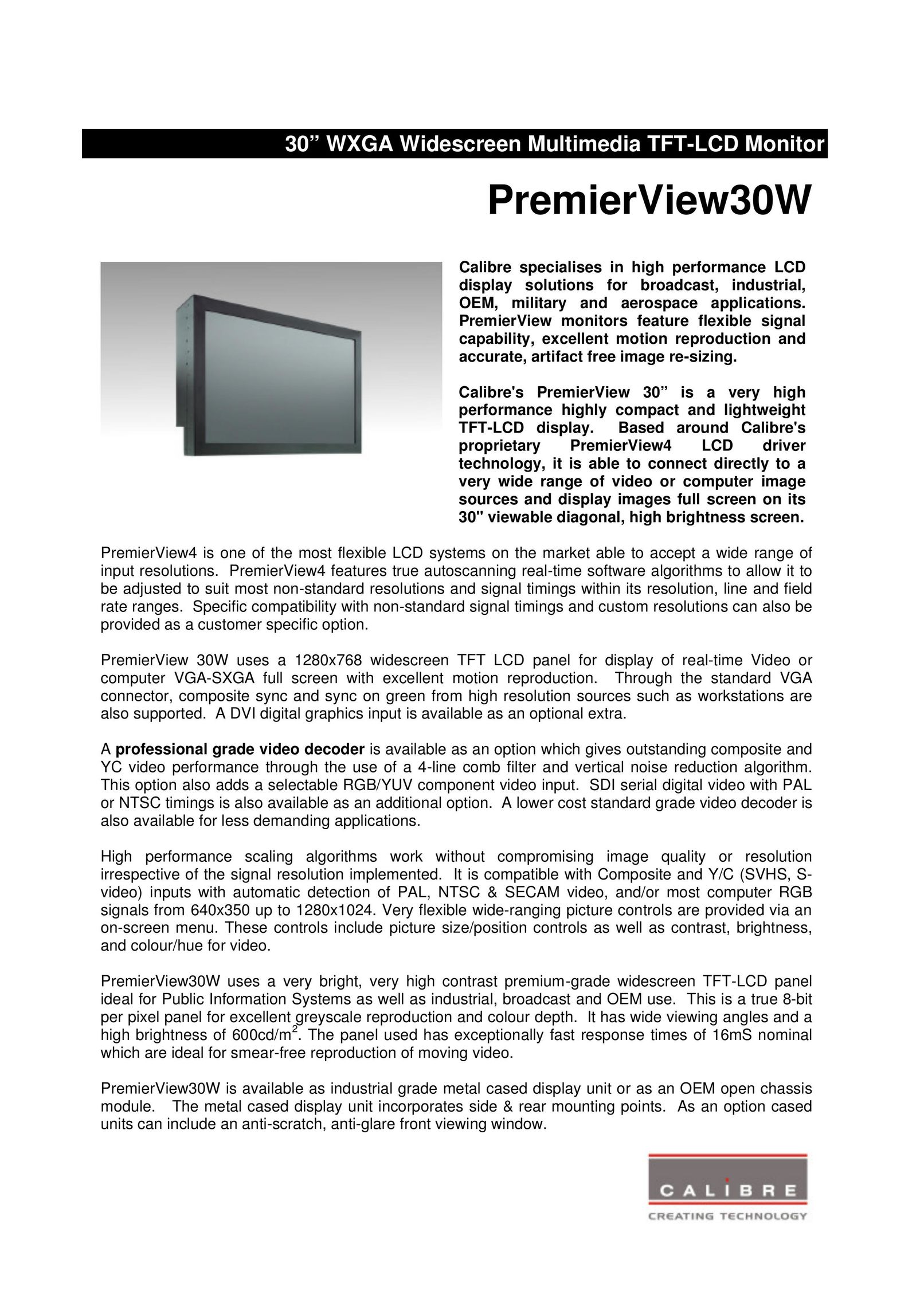 Calibre UK 30W Computer Monitor User Manual