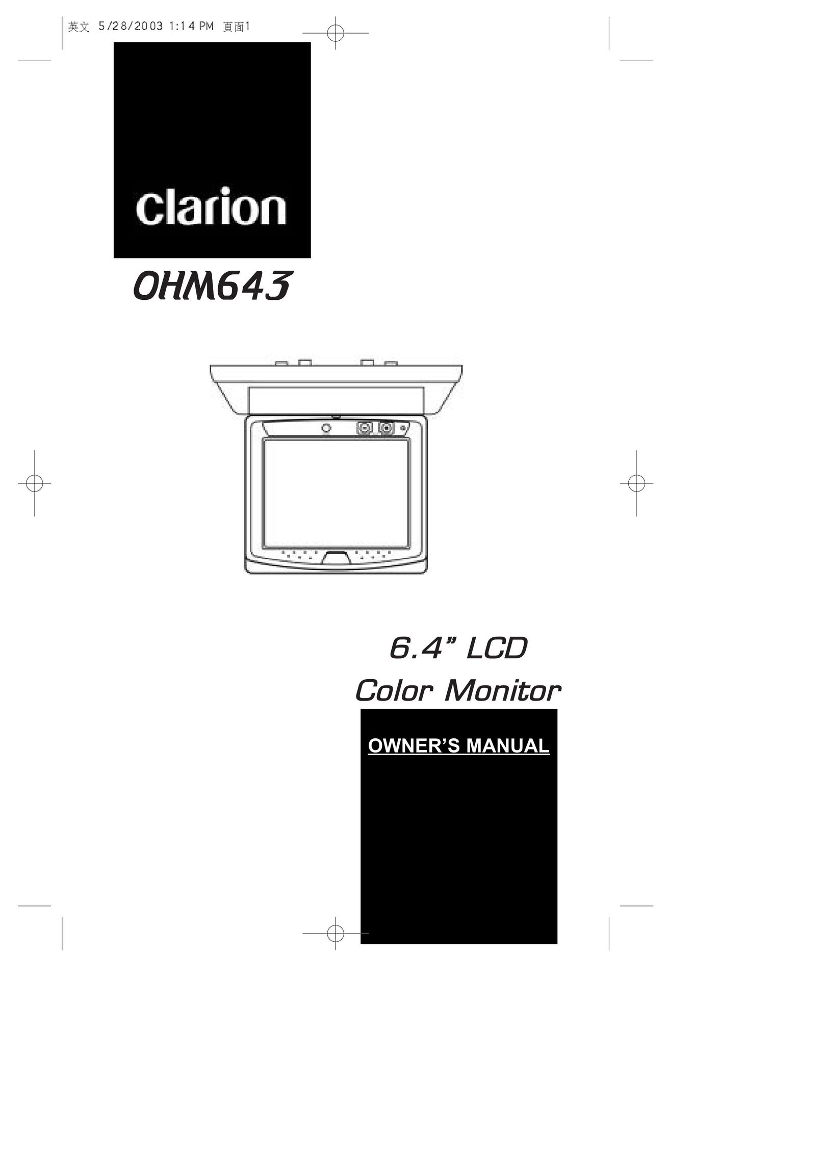 Clarion OHM643 Computer Monitor User Manual