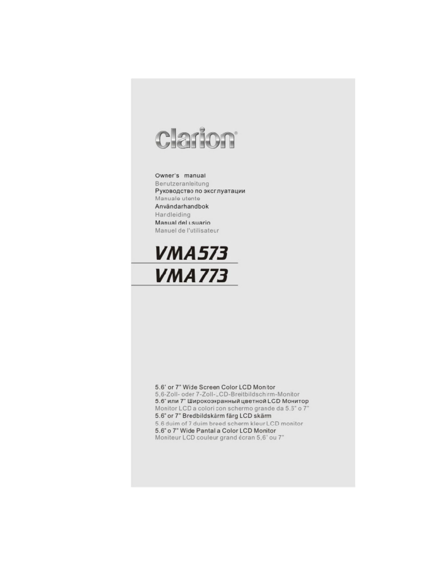 Clarion VMA773 Computer Monitor User Manual