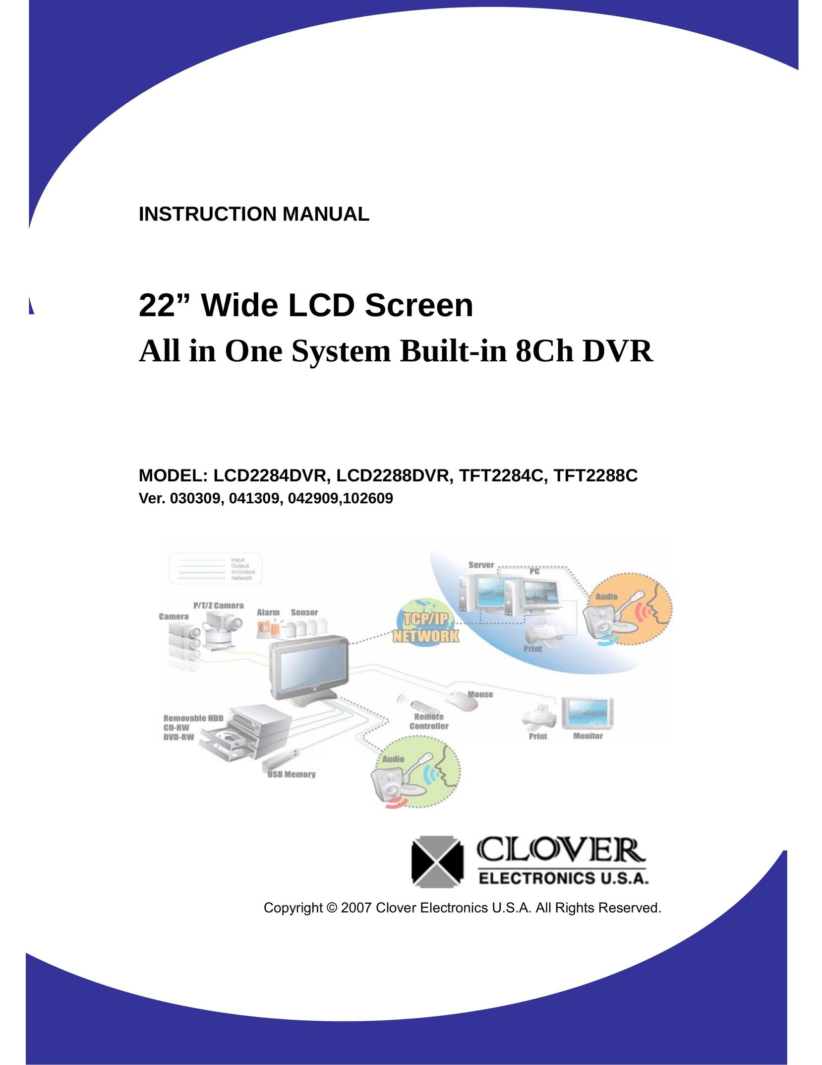 Clover Electronics LCD2284DVR Computer Monitor User Manual