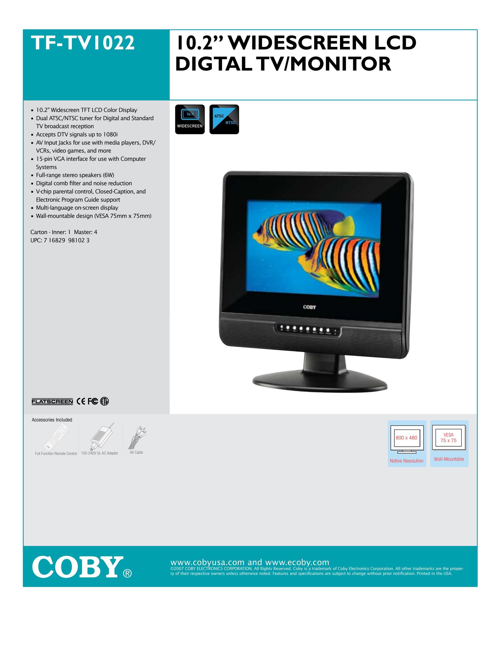 COBY electronic TF-TV1022 Computer Monitor User Manual