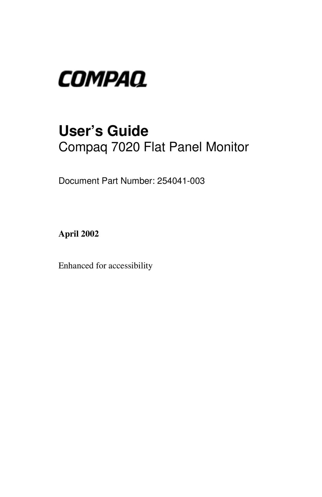 Compaq 7020 Computer Monitor User Manual
