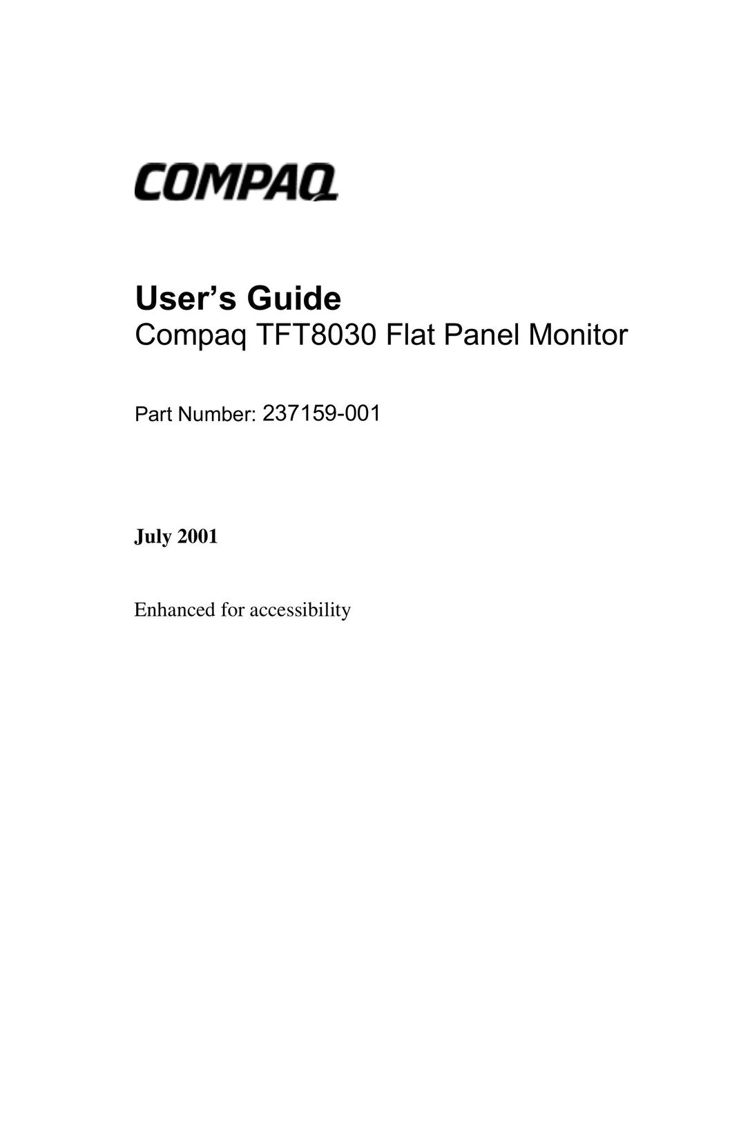 Compaq 8030 Computer Monitor User Manual