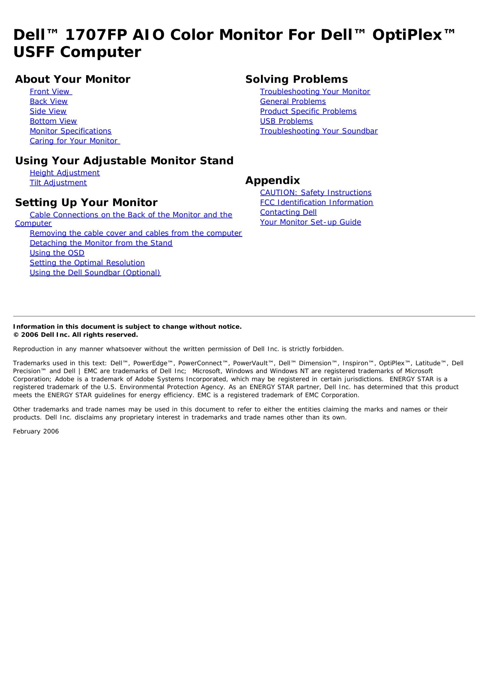 Dell 1707FP Computer Monitor User Manual