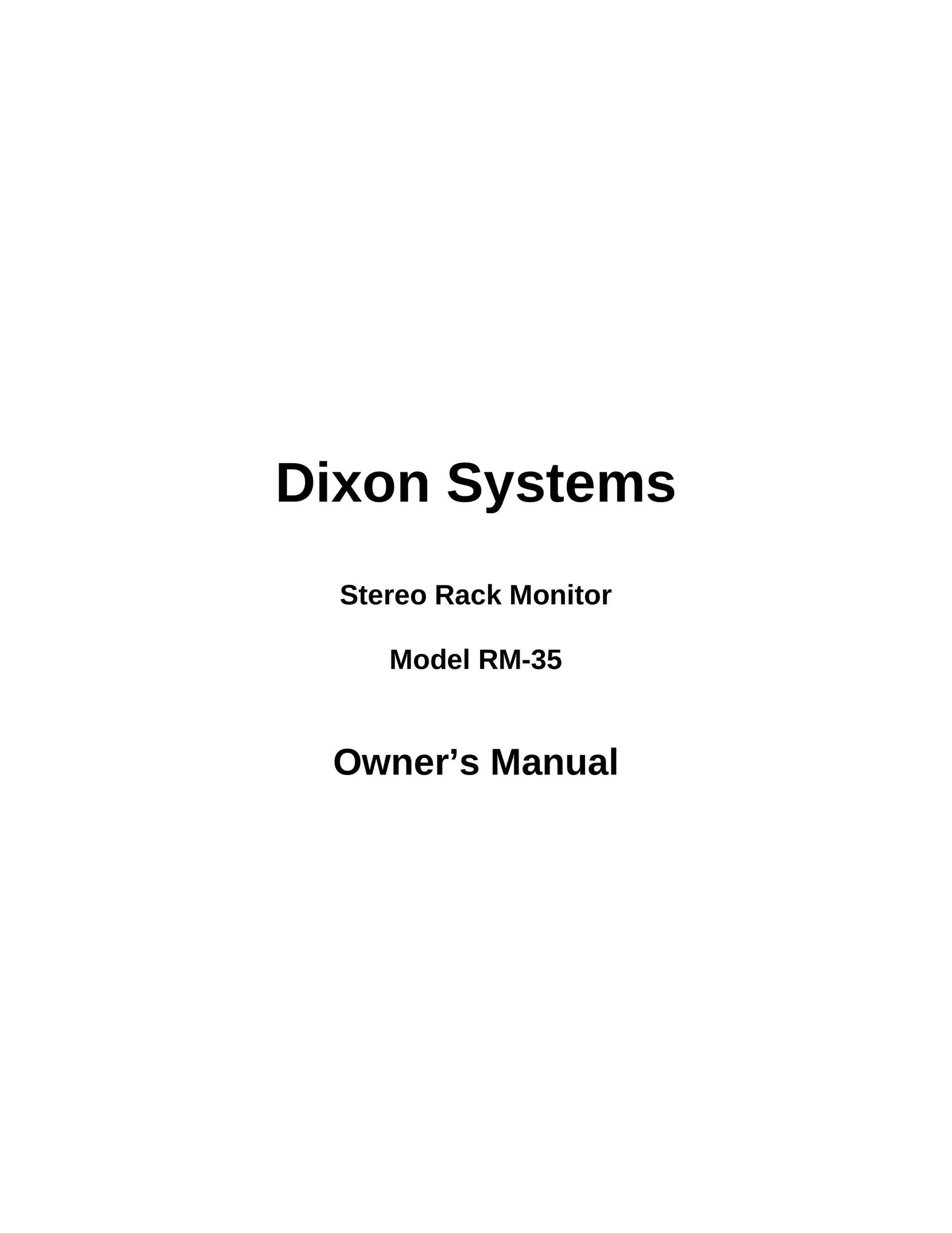 Dixon RM-35 Computer Monitor User Manual