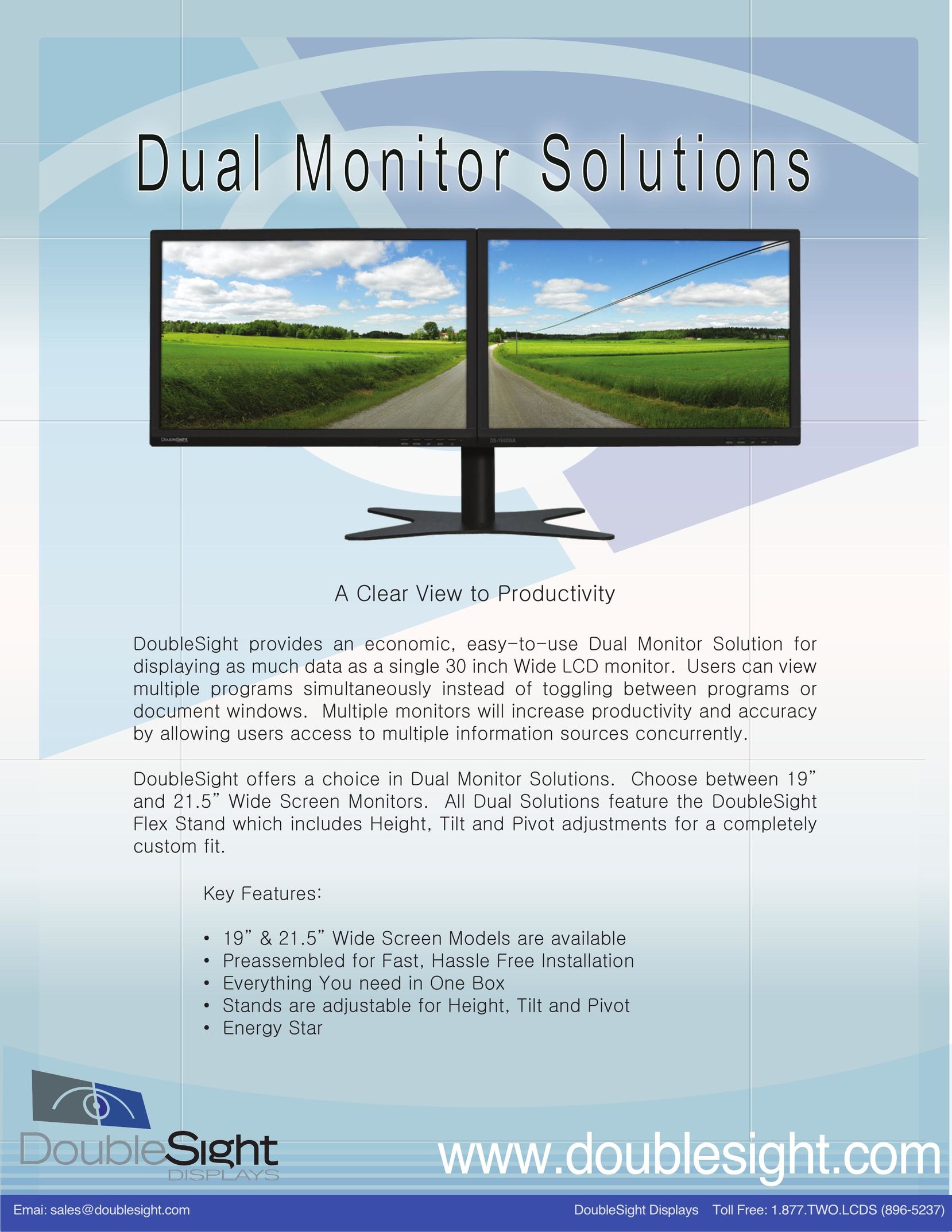 DoubleSight Displays DS-2200WAC Computer Monitor User Manual