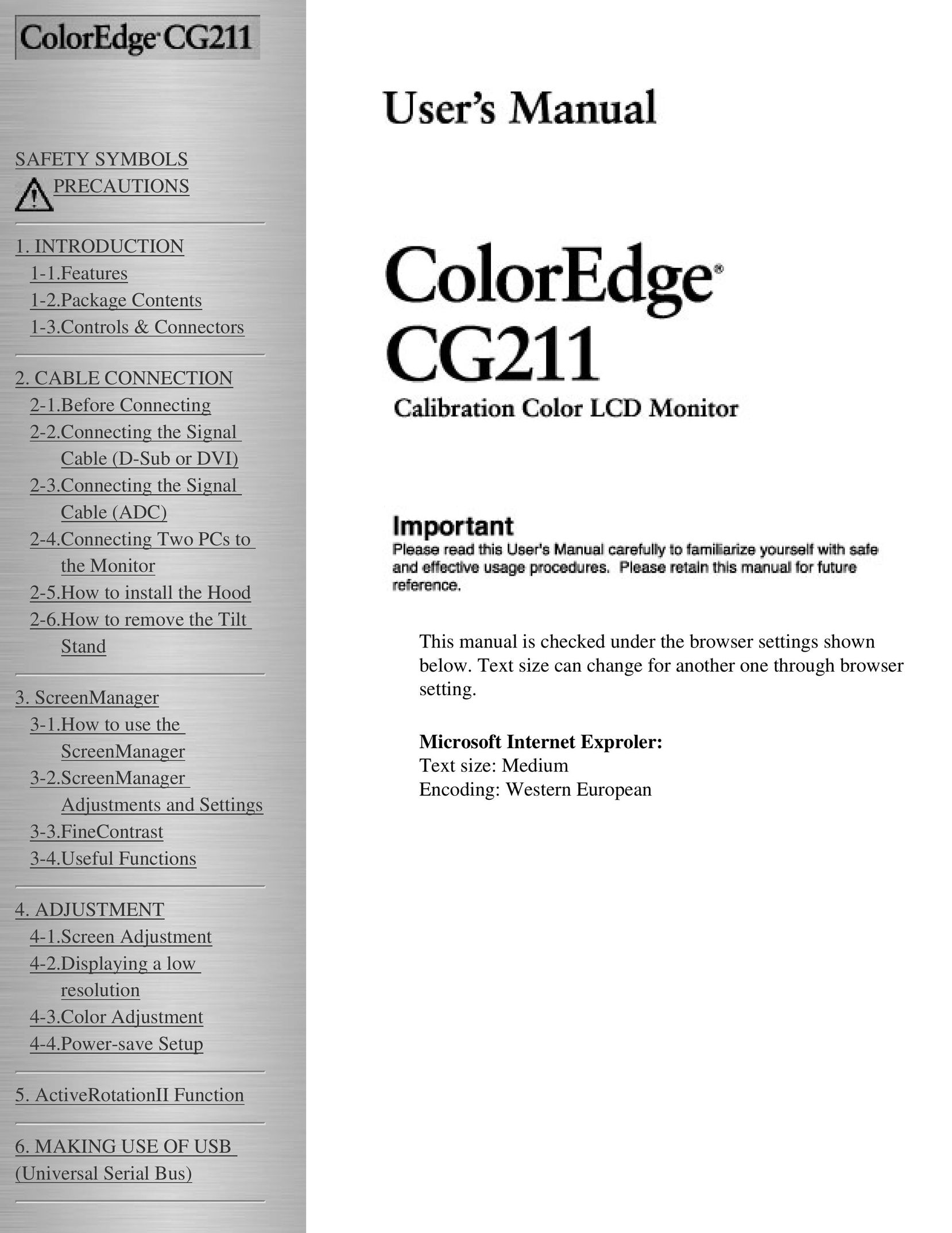 Eizo CG211 Computer Monitor User Manual