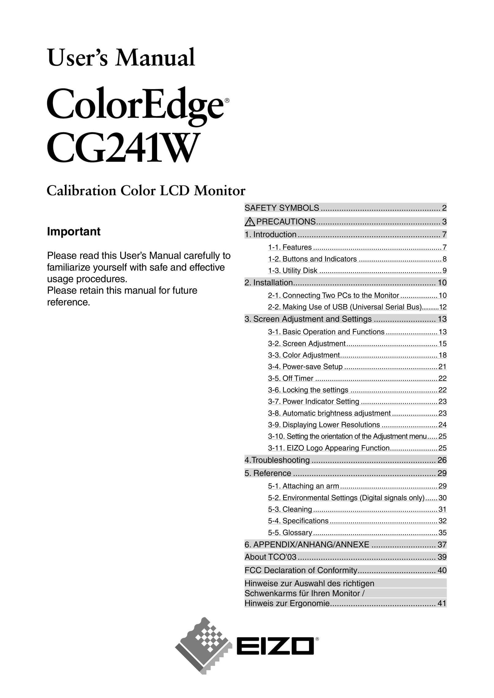 Eizo CG241W Computer Monitor User Manual