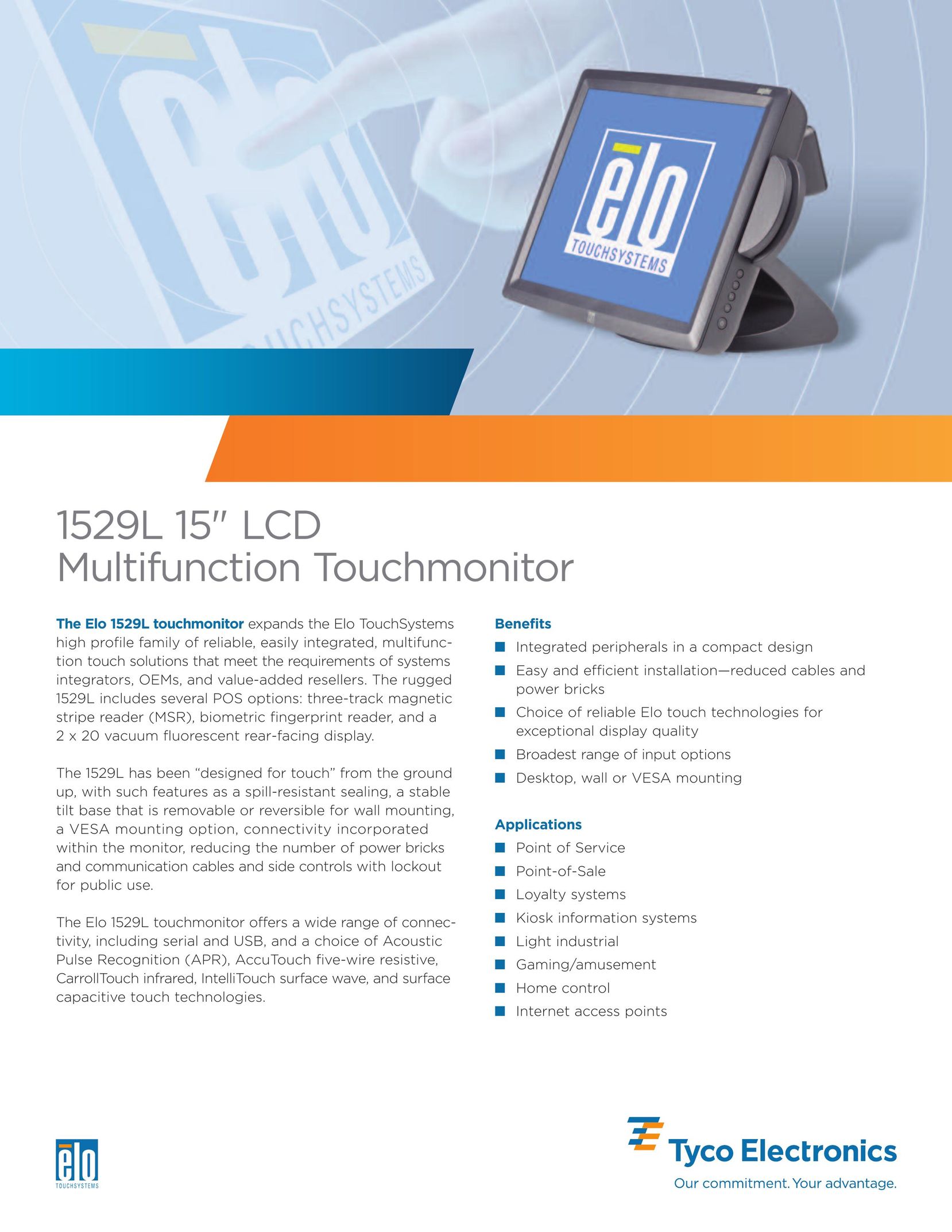 Elo TouchSystems 15298L Computer Monitor User Manual