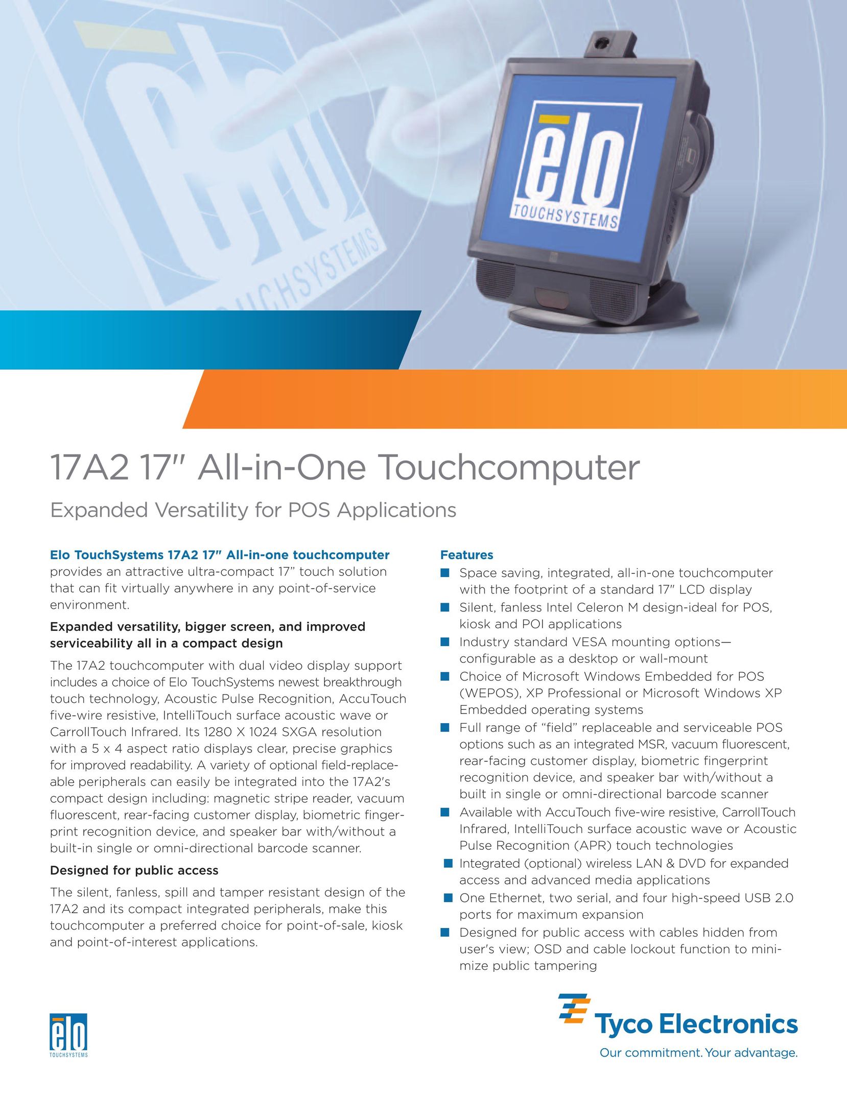 Elo TouchSystems 17A2 Computer Monitor User Manual