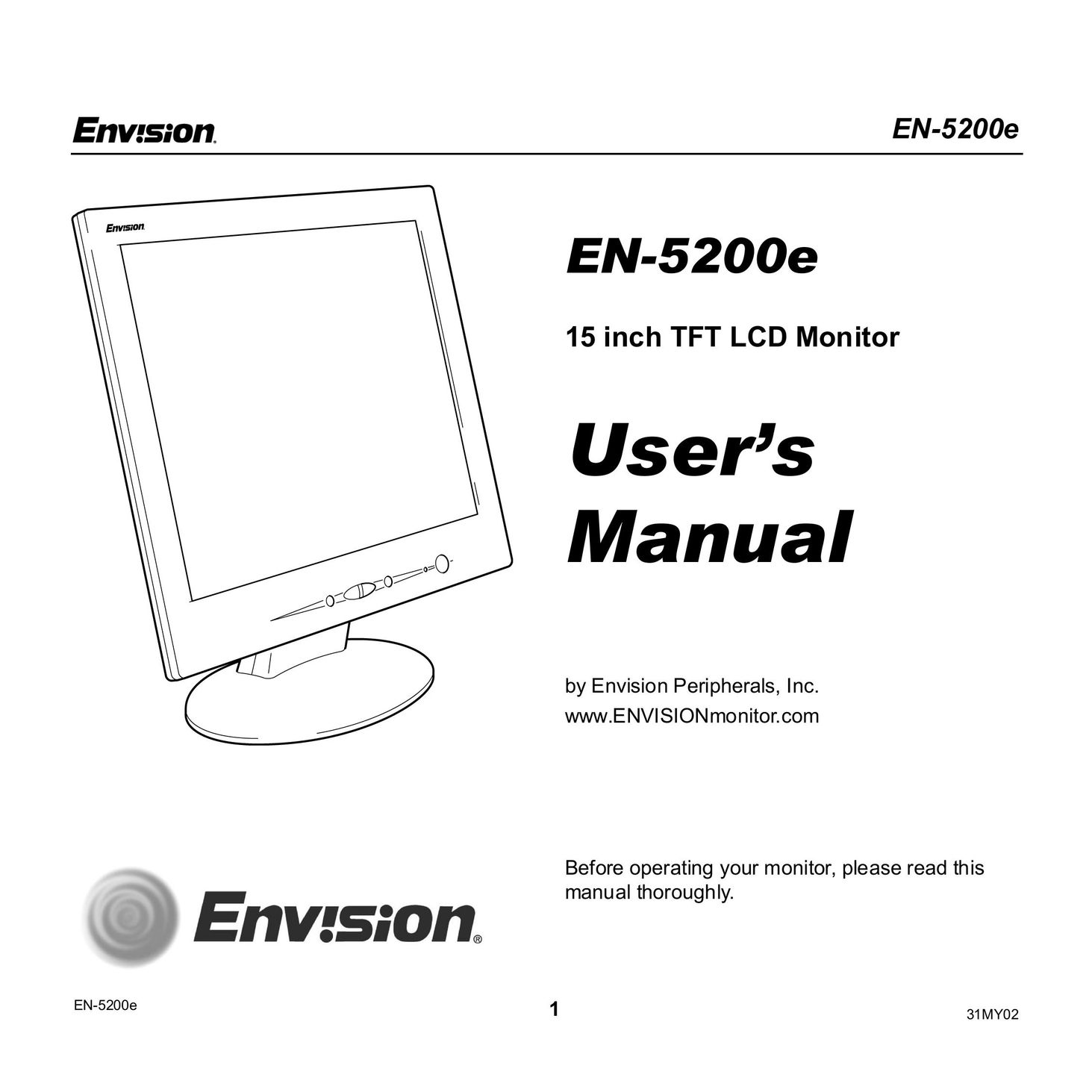 Envision Peripherals EN-5200E Computer Monitor User Manual