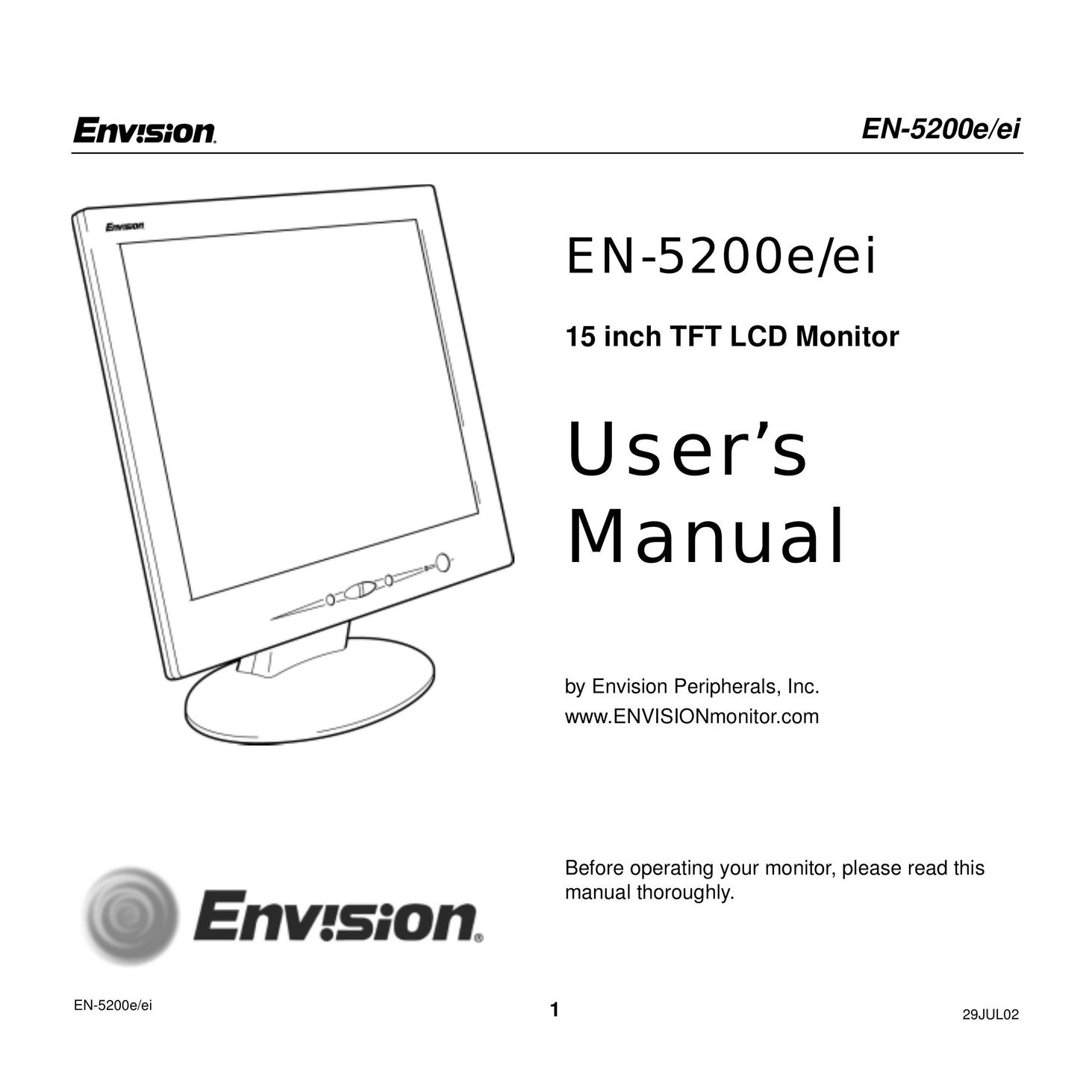 Envision Peripherals EN-5200e/ei Computer Monitor User Manual
