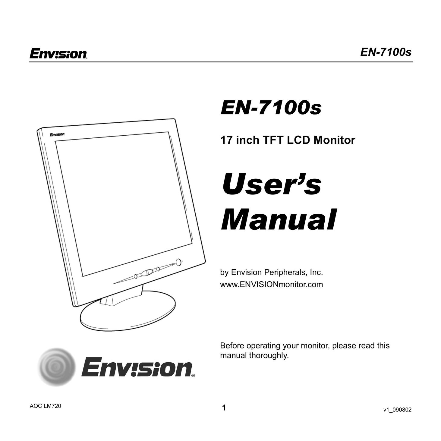 Envision Peripherals EN-7100S Computer Monitor User Manual