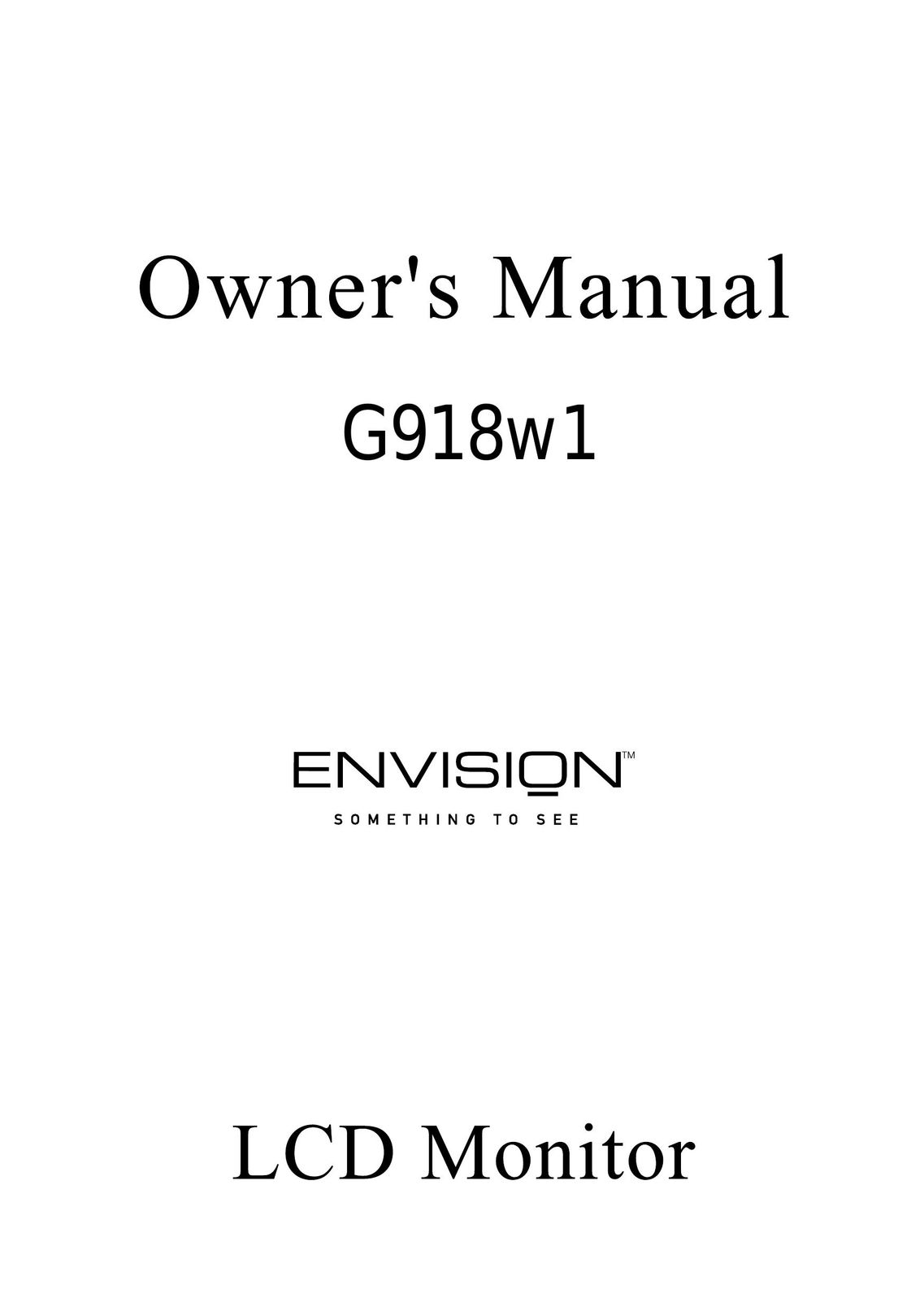 Envision Peripherals G918w1 Computer Monitor User Manual