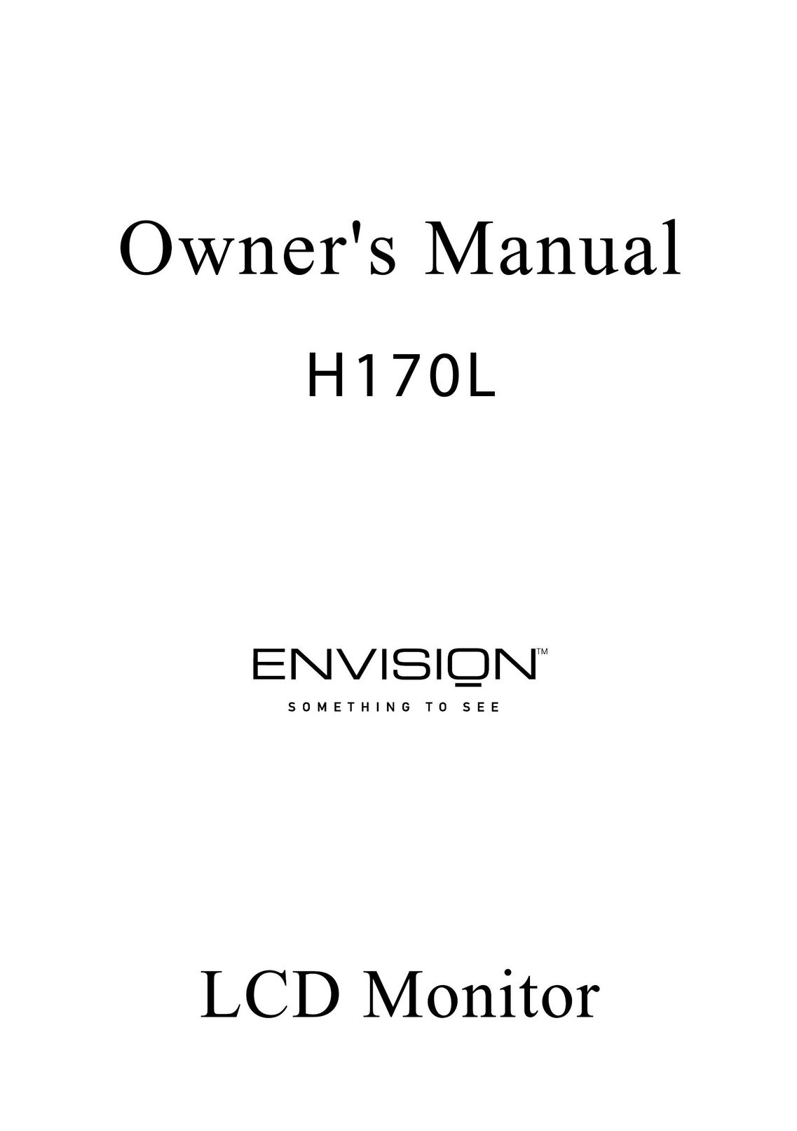 Envision Peripherals H170L Computer Monitor User Manual