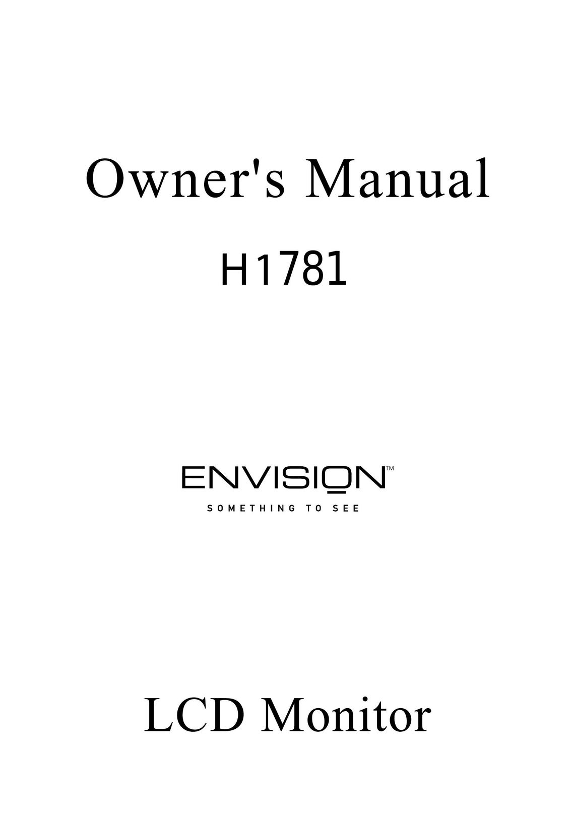 Envision Peripherals H1781 Computer Monitor User Manual