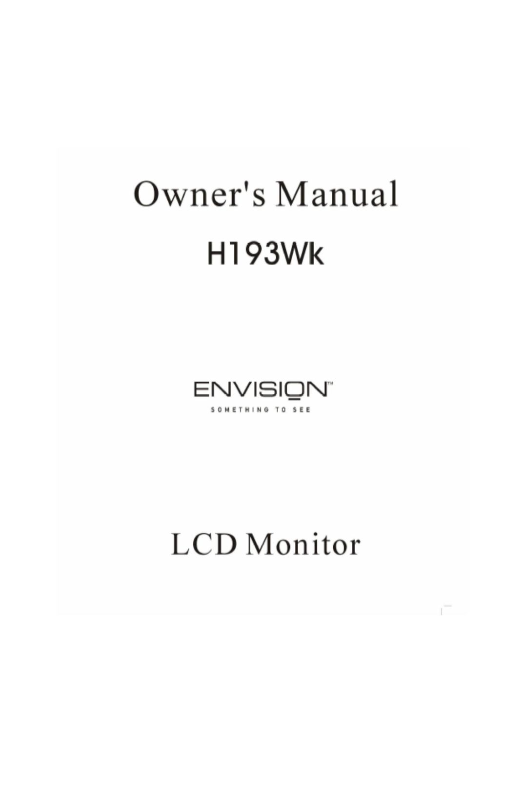 Envision Peripherals H193WK Computer Monitor User Manual