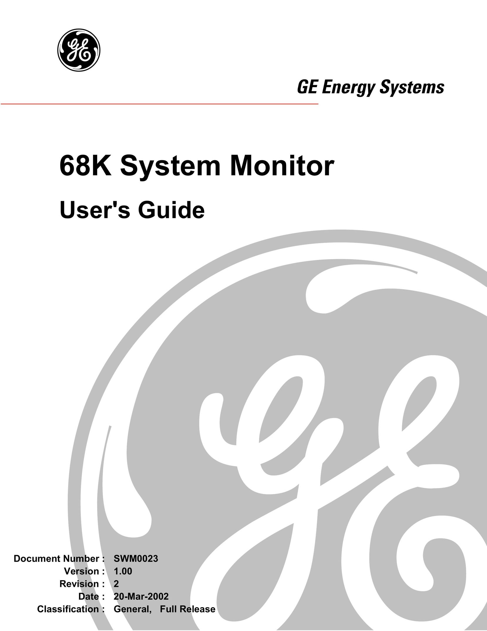GE 68K System Computer Monitor User Manual