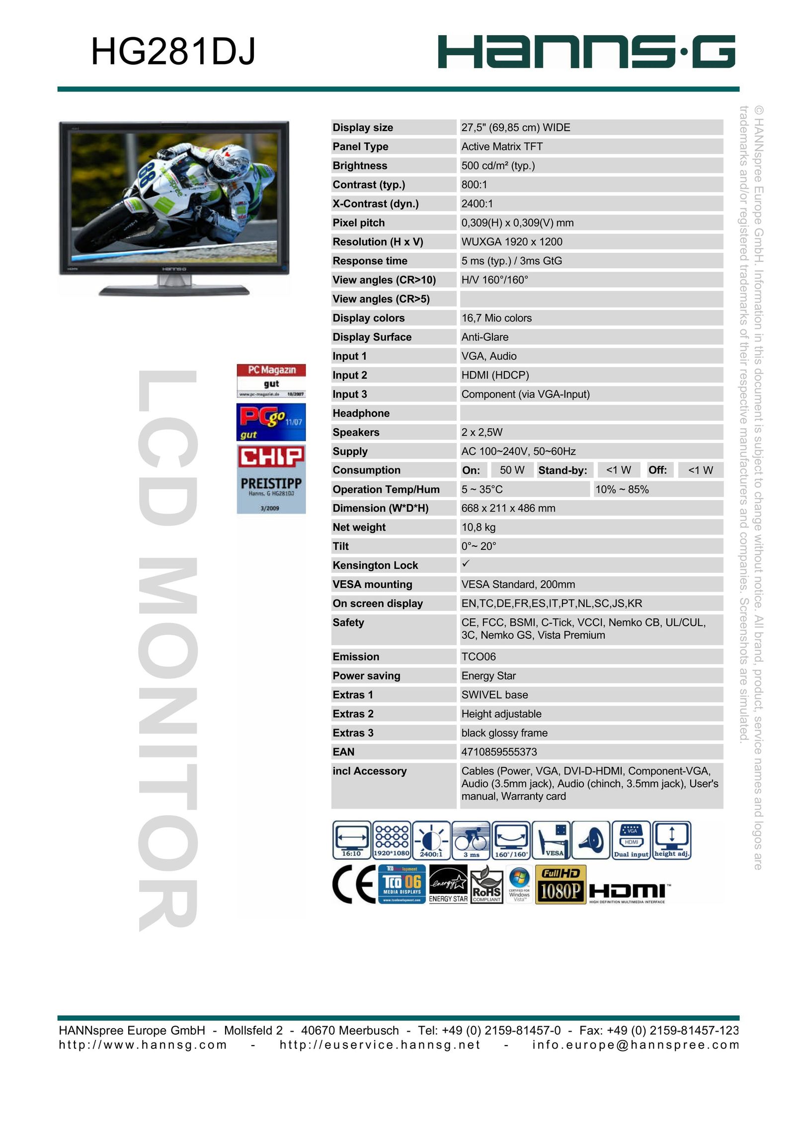 Hanns.G HG281DJ Computer Monitor User Manual