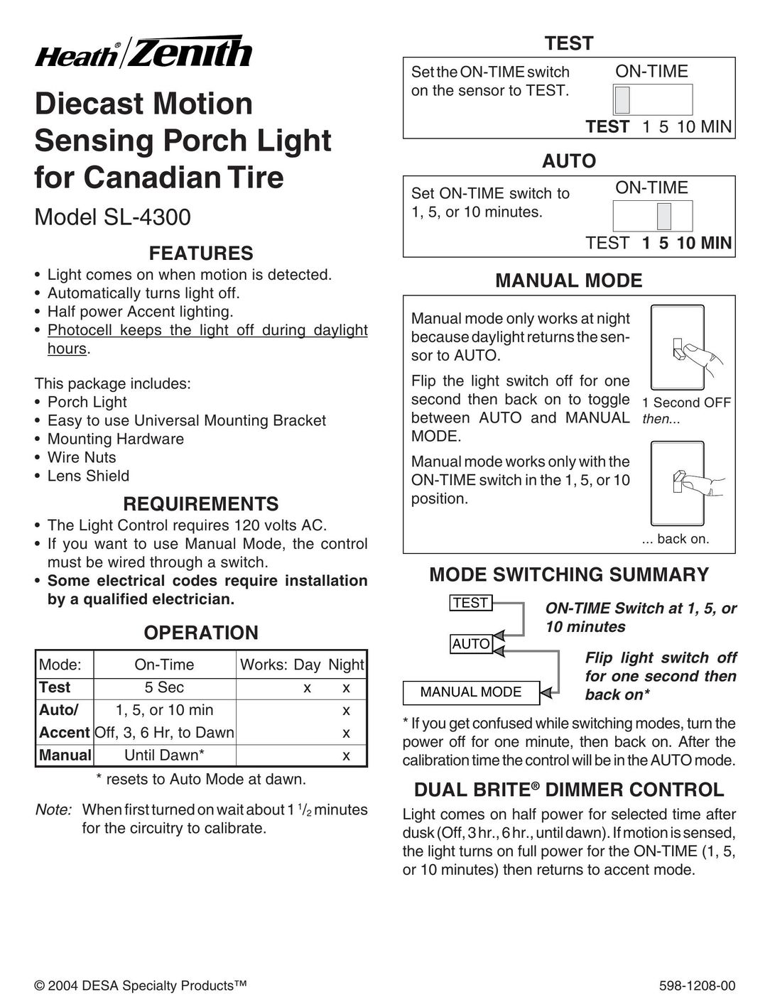 Heath Zenith SL-4300 Computer Monitor User Manual