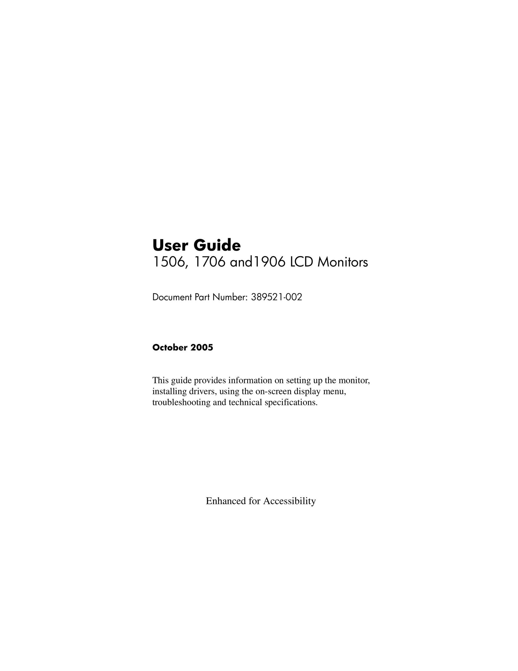 HP (Hewlett-Packard) 1706 Computer Monitor User Manual