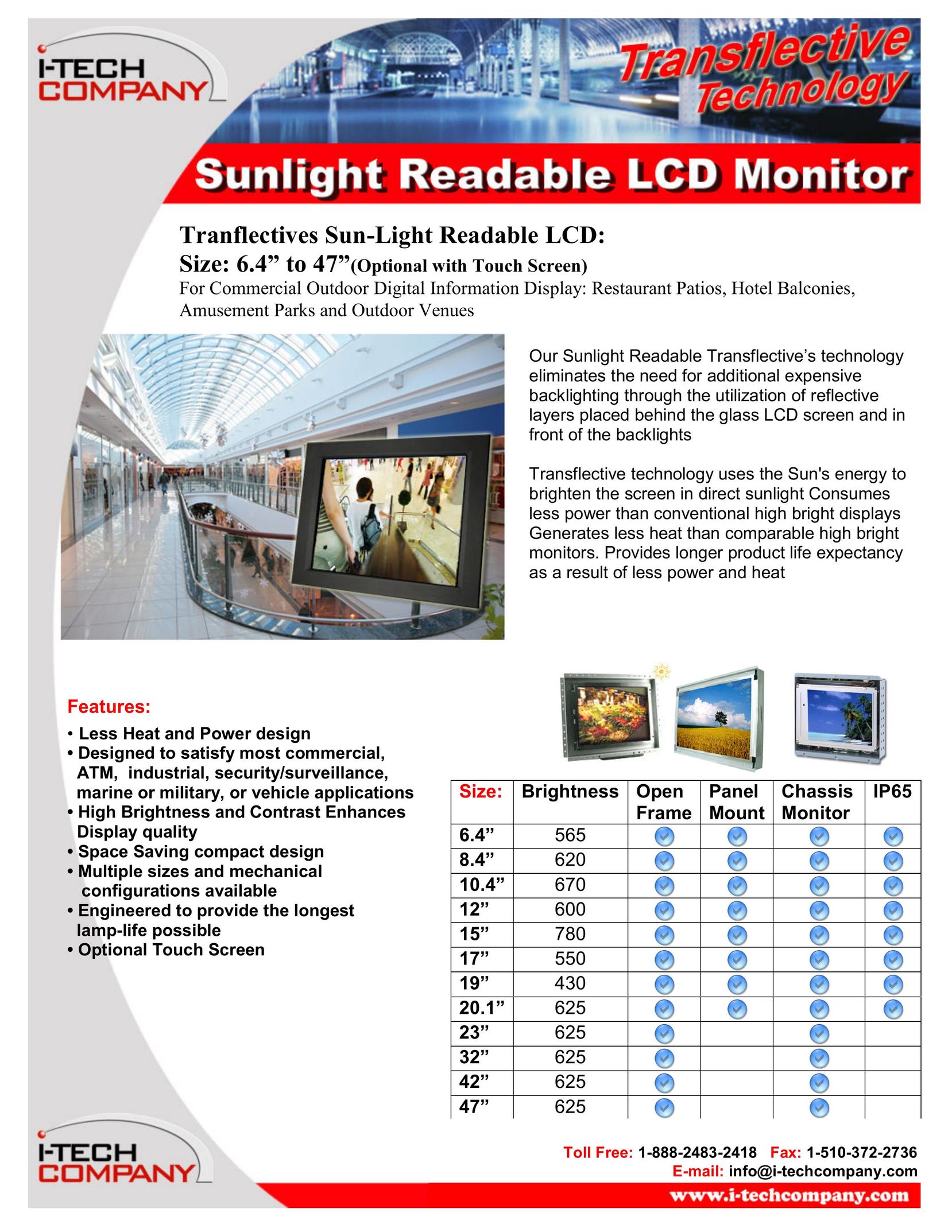 I-Tech Company Sunlight Readable LCD Monitor Computer Monitor User Manual