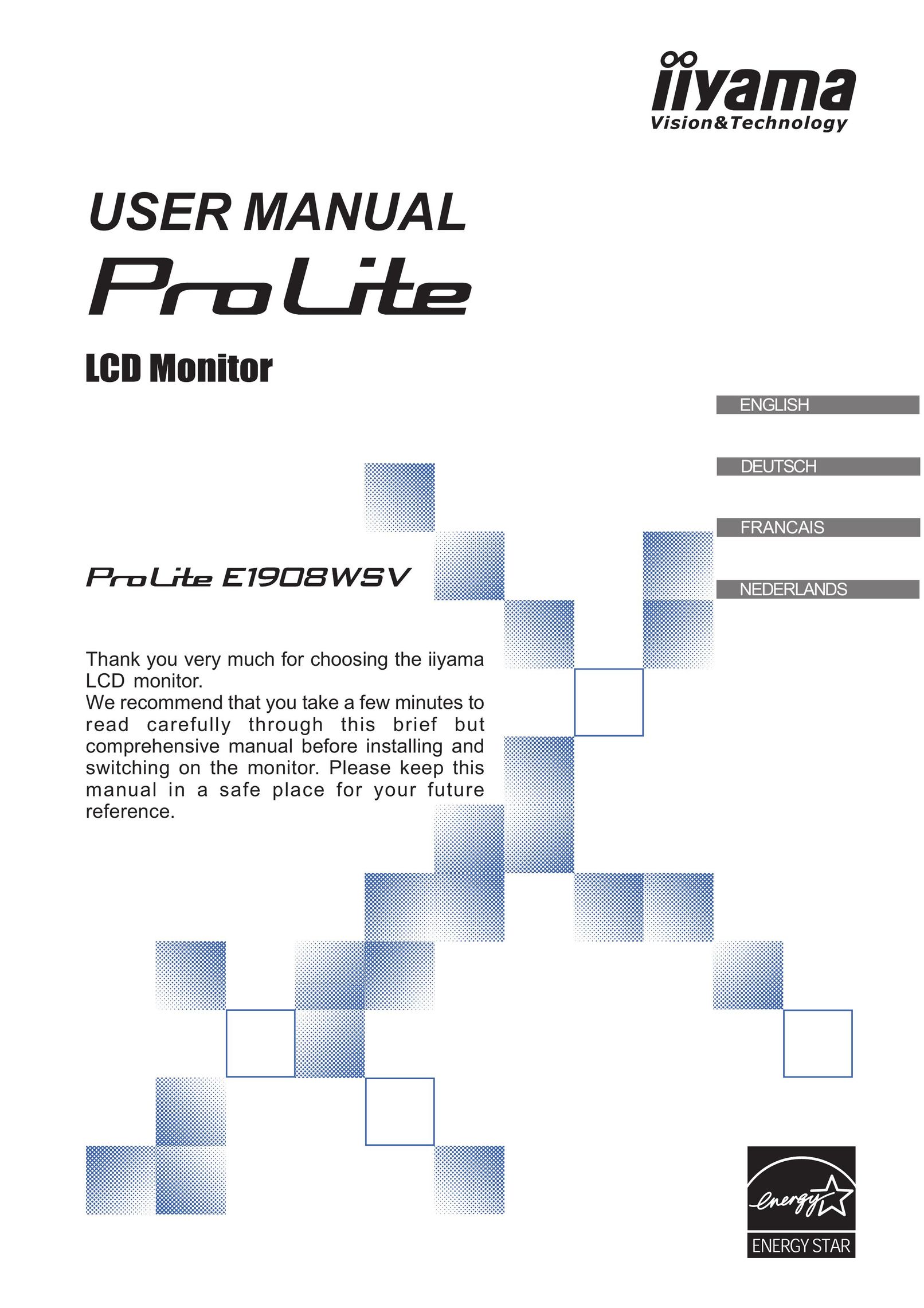 Iiyama E1908WSV Computer Monitor User Manual