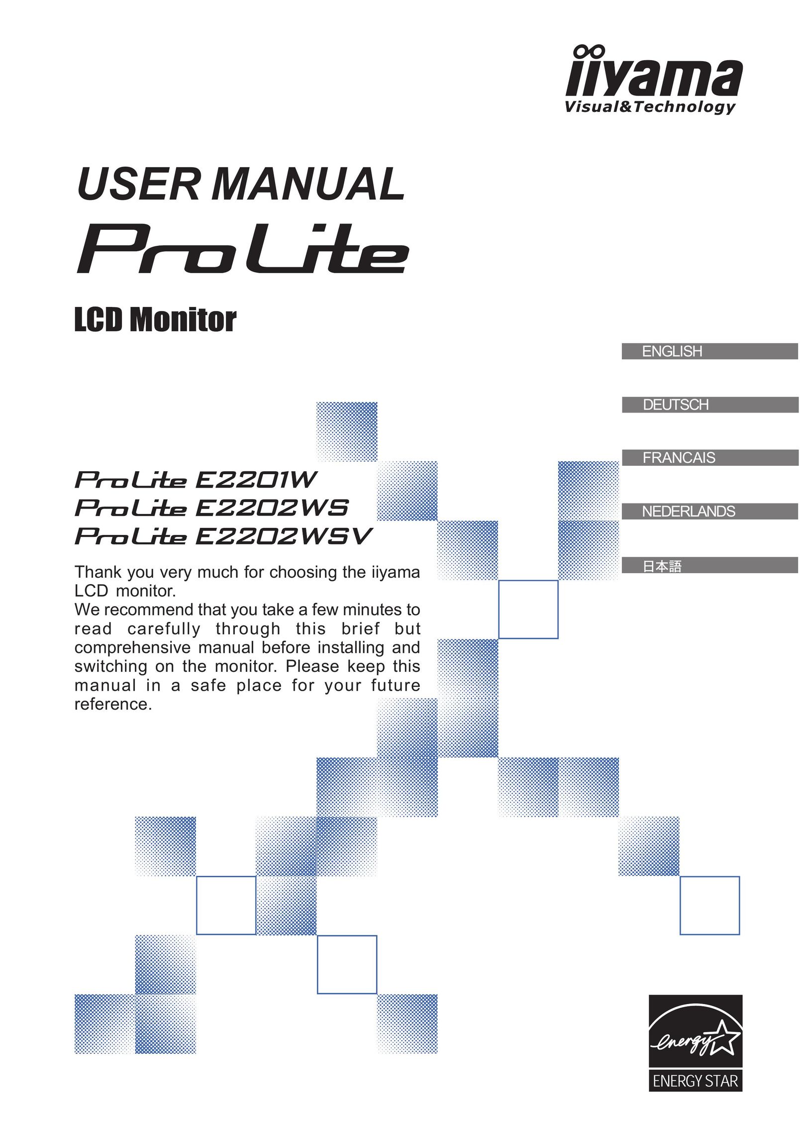 Iiyama E2201W Computer Monitor User Manual
