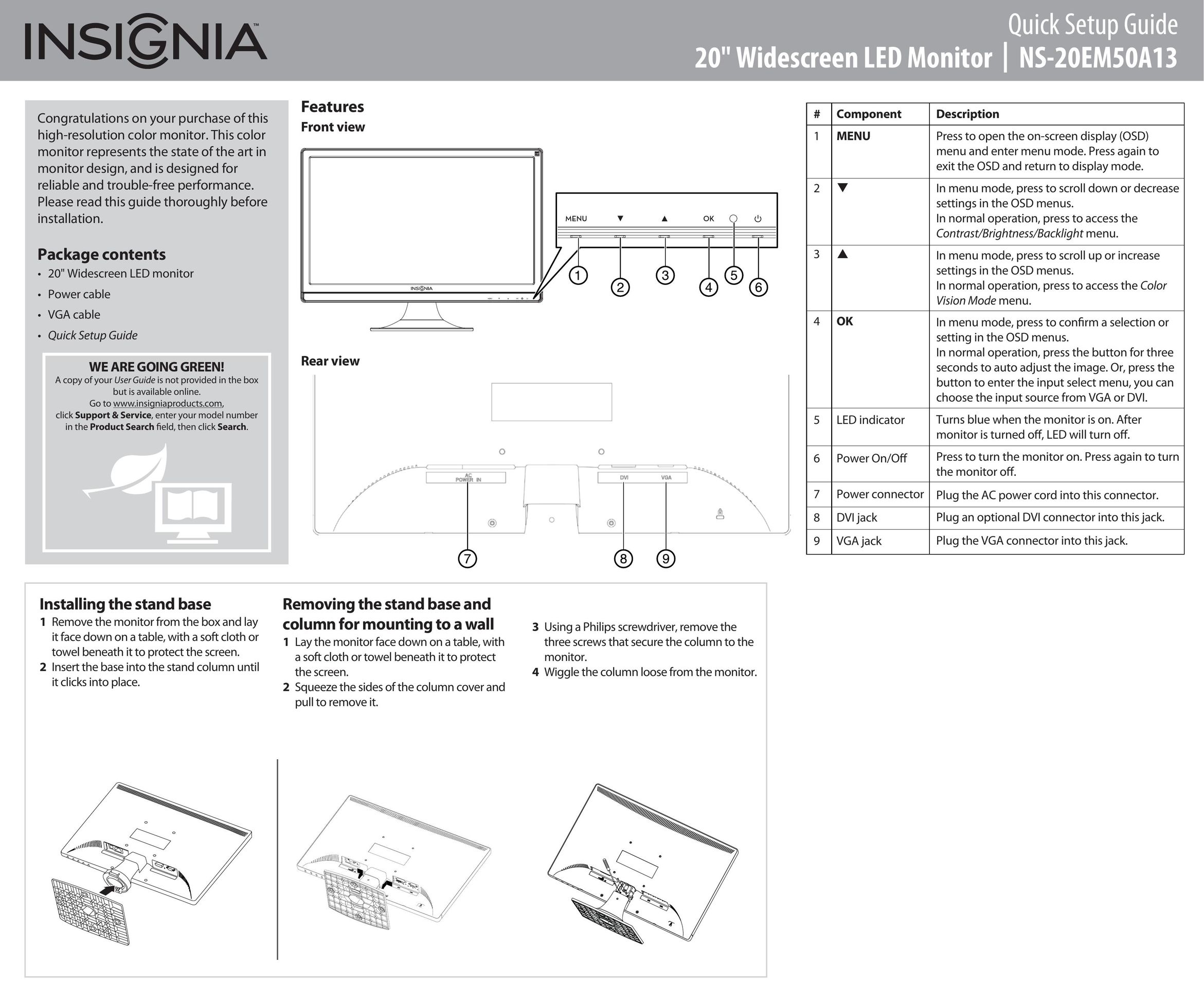 Insignia NS-20EM50A13 Computer Monitor User Manual