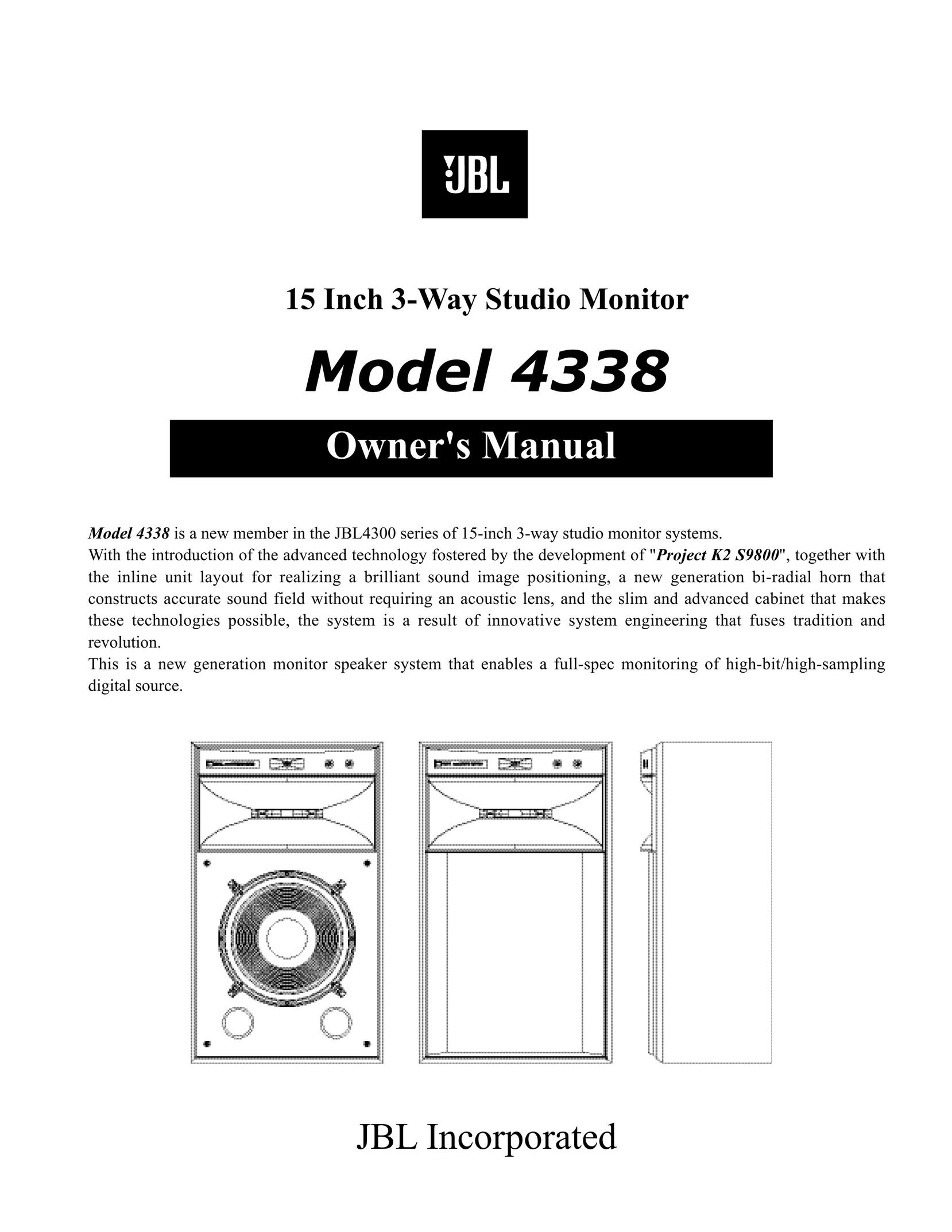 JBL 4338 Computer Monitor User Manual