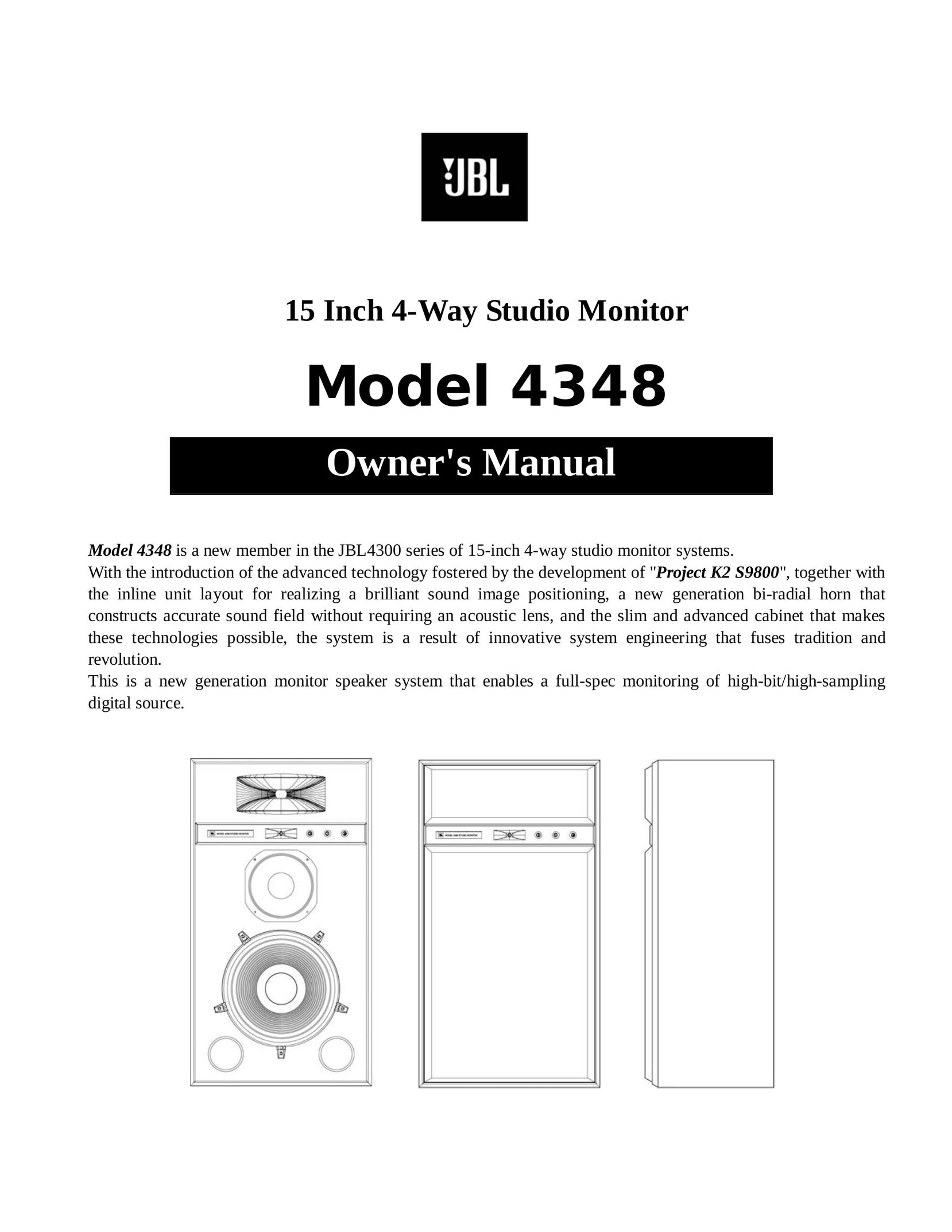 JBL 4348 Computer Monitor User Manual