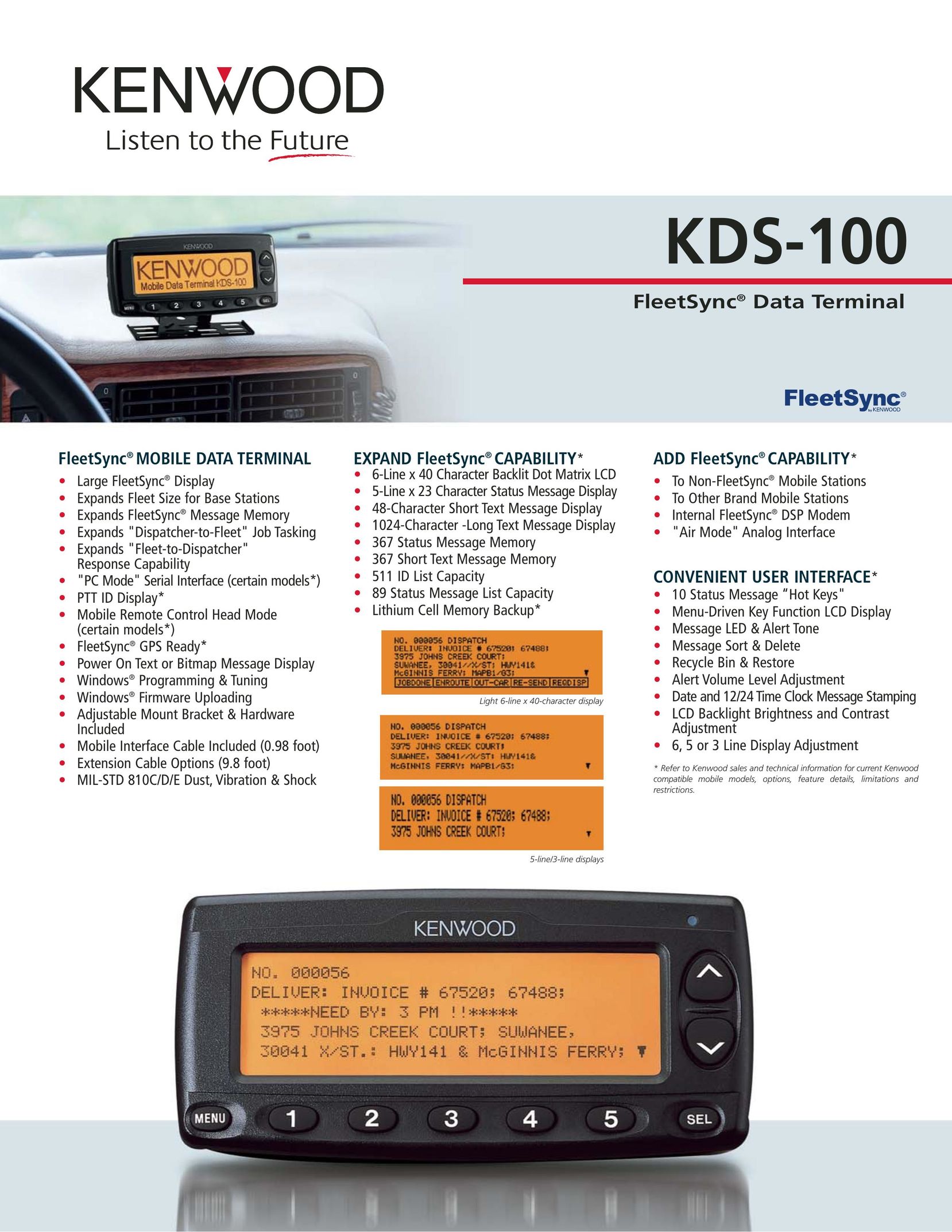 Kenwood KDS-100 Computer Monitor User Manual