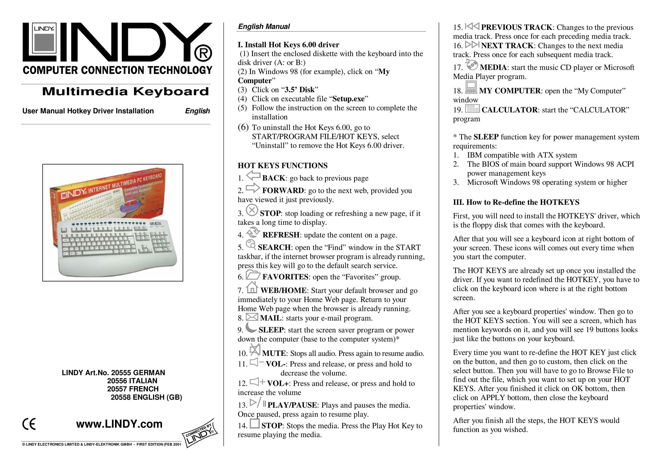 Lindy 20555 Computer Monitor User Manual