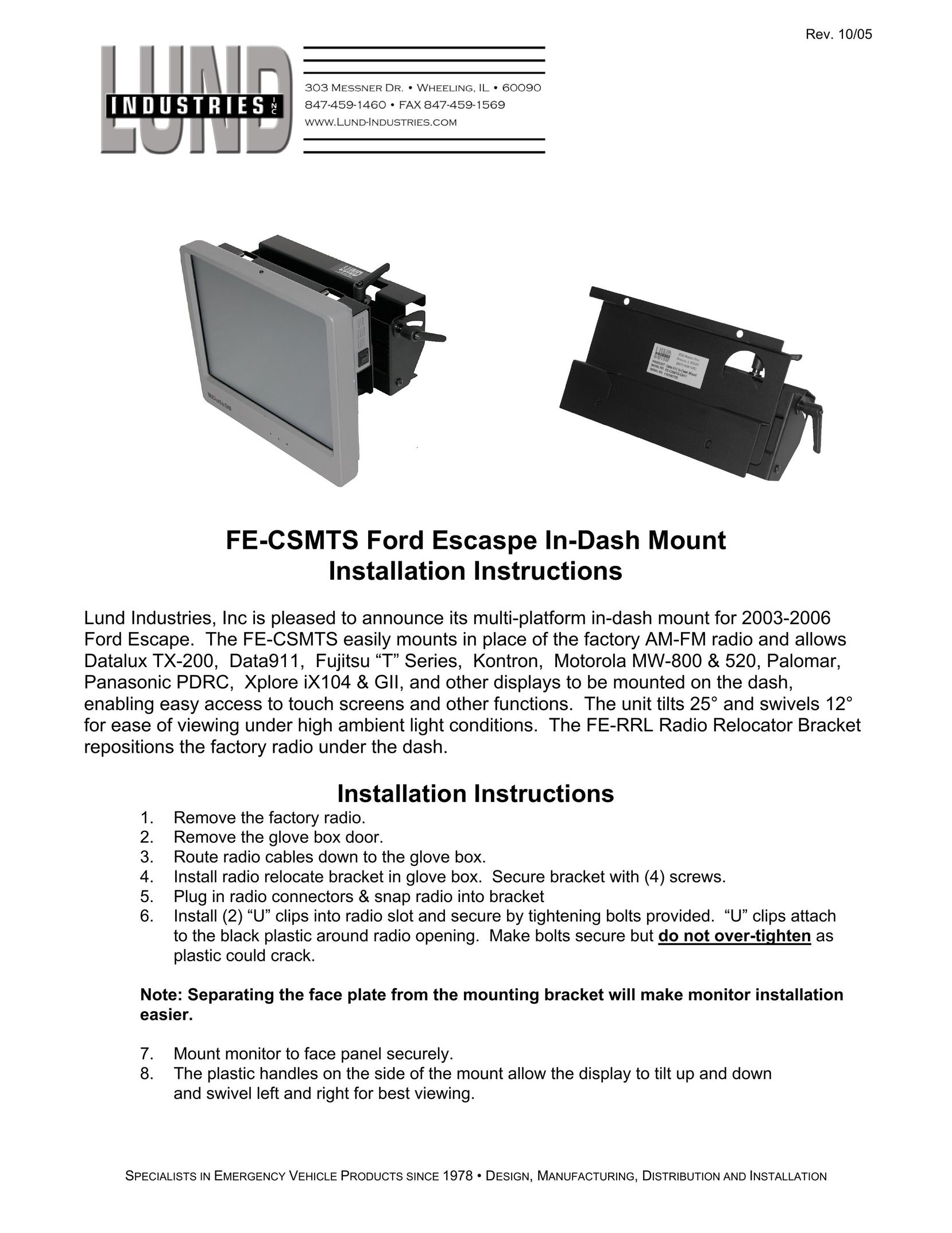 Lund Industries FE-CSMTS Computer Monitor User Manual