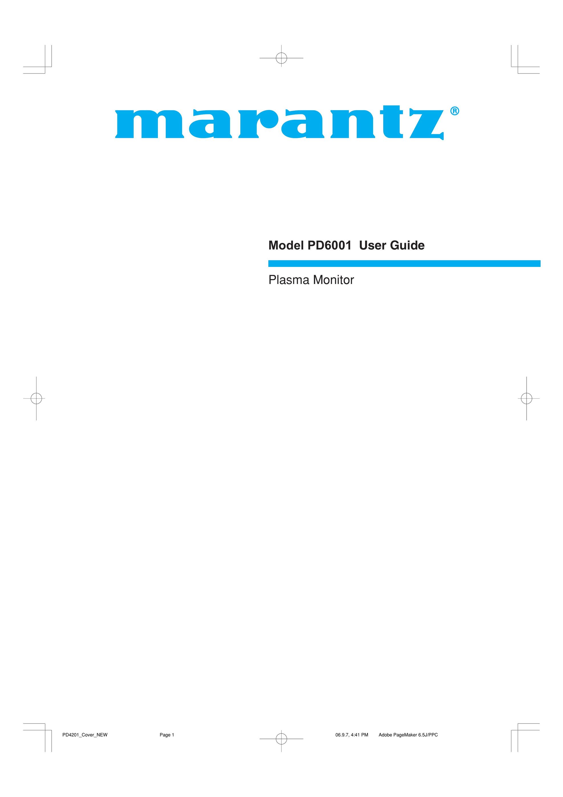 Marantz PD6001 Computer Monitor User Manual