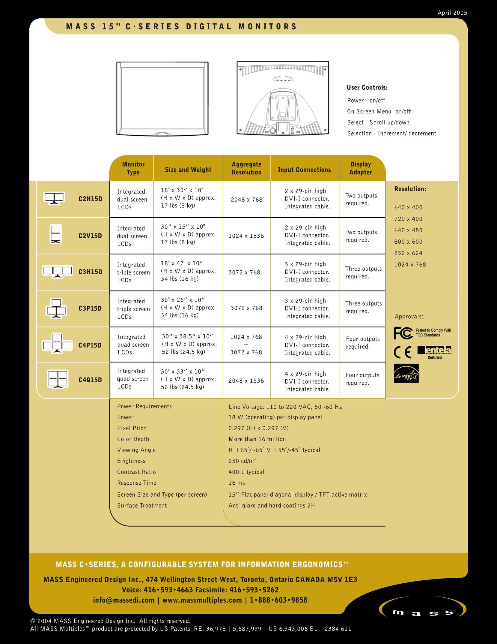 MASS Engineered Design C Series Computer Monitor User Manual